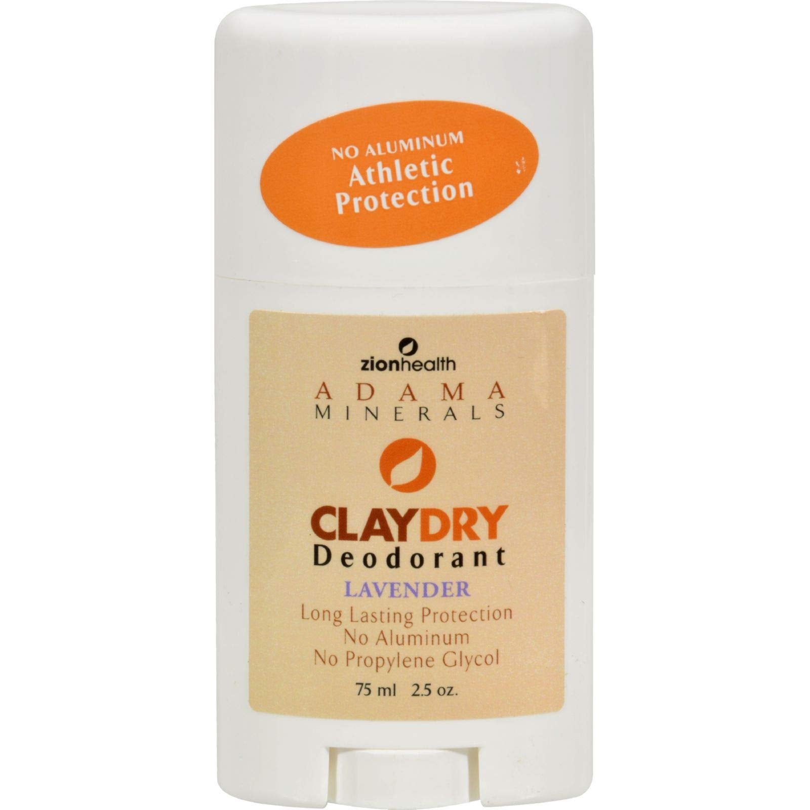 Zion Health Adama Minerals Clay Deodorant, Lavender, 2.5 Ounce