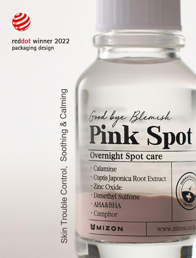 Mizon Pink Spot ,Overnight Spot Care, Night Pimple Care, Product With Calamine, Aha, Bha, Acne Treatment, Breakout Treatment, Sp