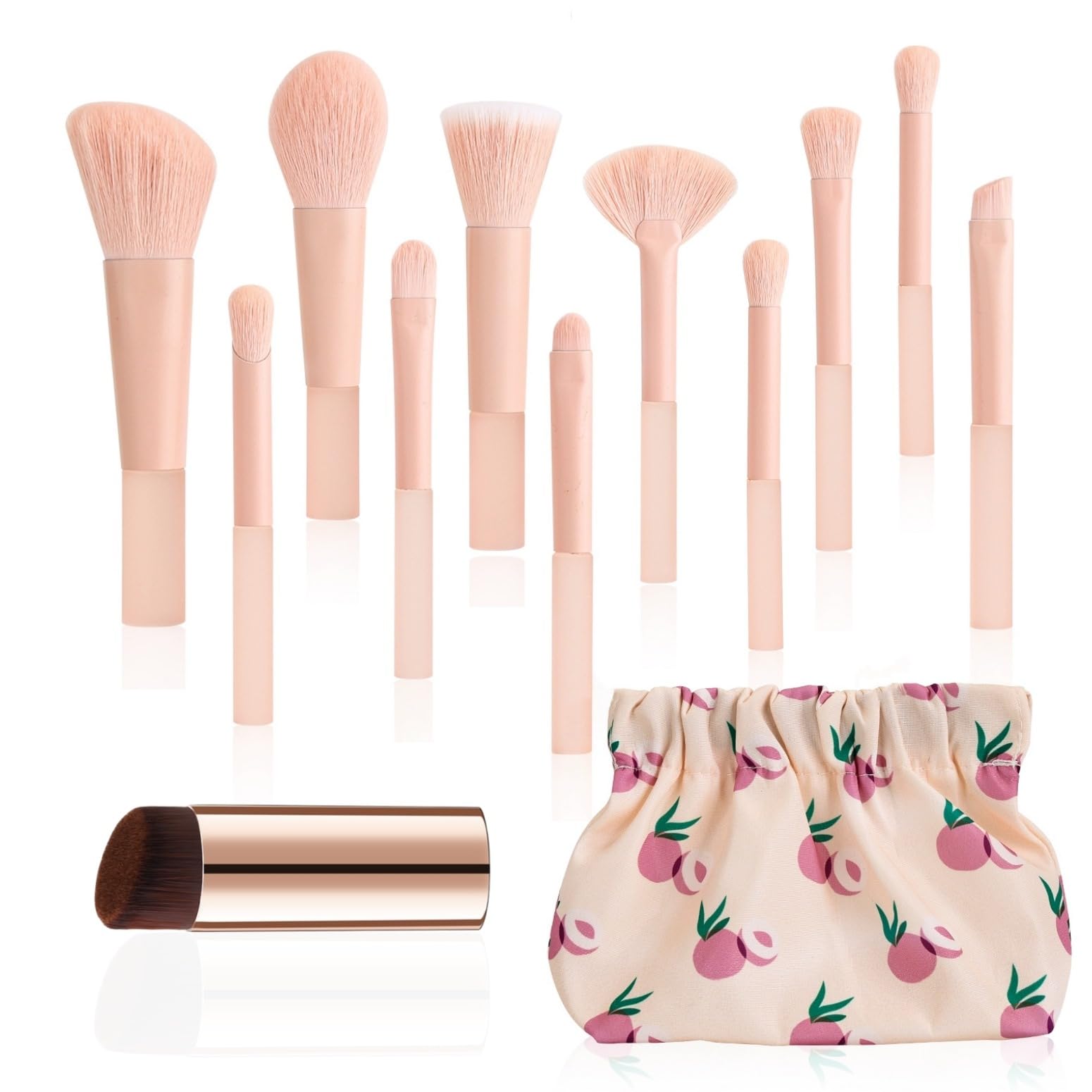 GOERTI 11 Pcs Mini Travel Makeup Brush Set With Case, Professional Premium Synthetic Kabuki Powder Foundation Blush Fan Highligh