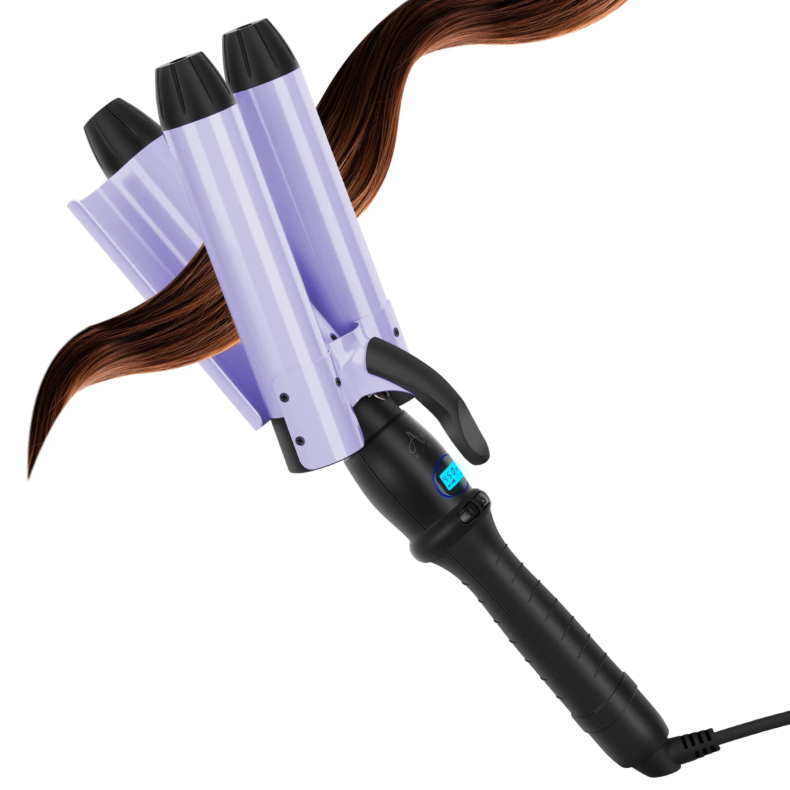 32mm (1.25) Mermaid Beach Waves Curling Iron, Aima Beauty Big Hair Waver 3 Barrel Iron with Adjustable Temperature, Durable, He