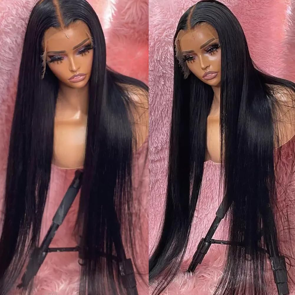 BEEOS Full Frontal HD Lace Wig, 13x6 Ultra-fitted Straight Human Hair Wig 250% Density Pre-Plucked Bleached Knots Invisible HD L