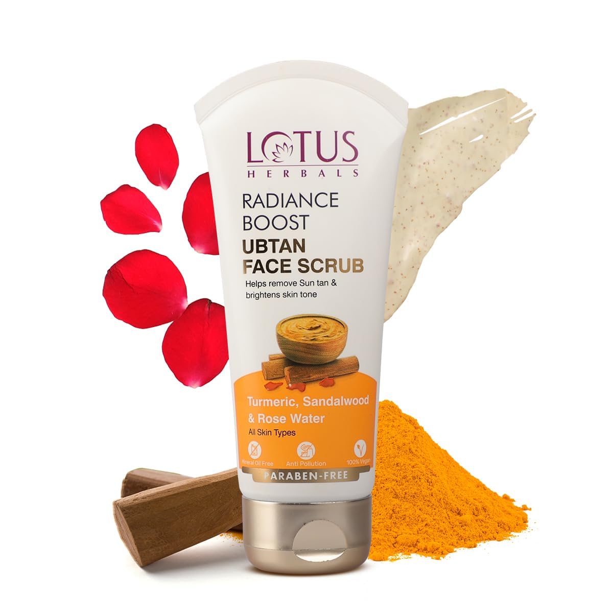 Lotus Herbals Radiance Boost Ubtan Face Wash | Turmeric, Sandalwood And Rose Water | Glowing Skin |Reducing Dark Spots | Paraben