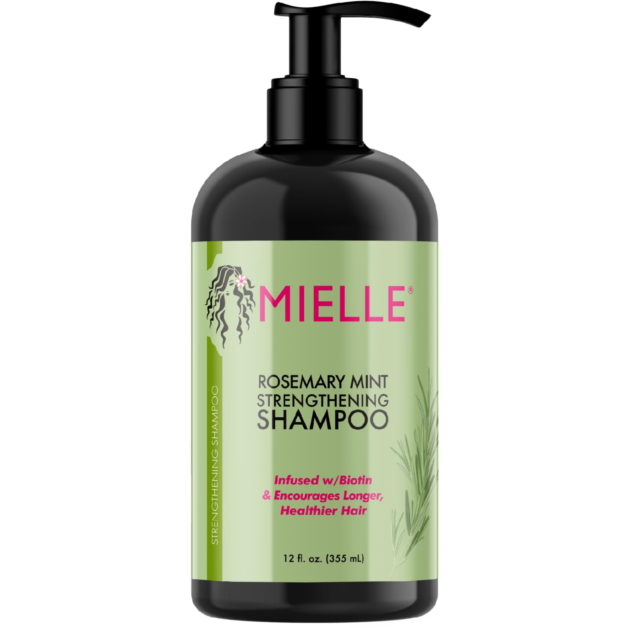 Mielle Organics Rosemary Mint Strengthening Shampoo Infused With Biotin, Cleanses And Helps Strengthen Weak And Brittle Hair, 12