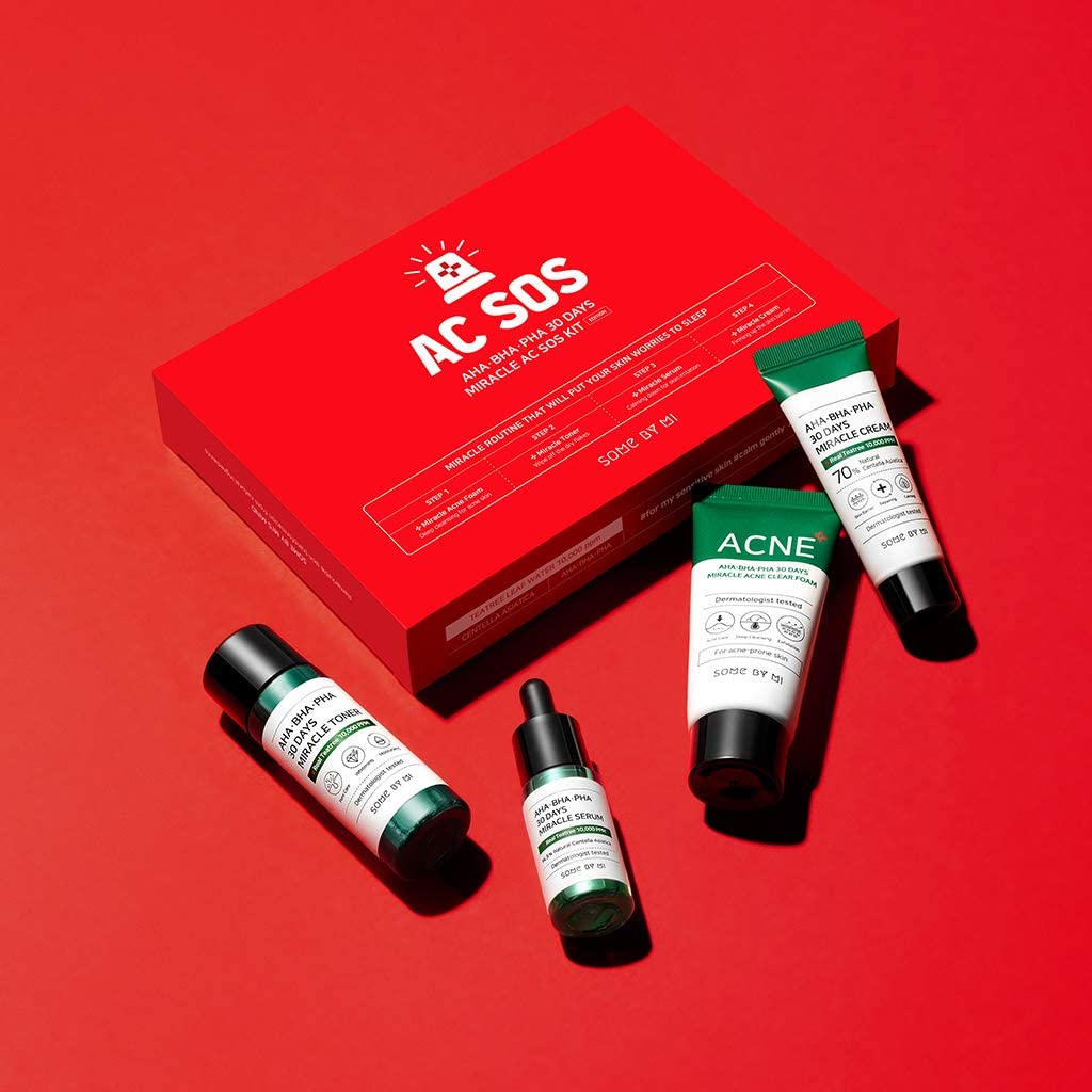 Some By Mi Aha Bha Pha 30 Days Miracle Ac Sos Kit/Clear Foam 1.01Oz, Toner 1.01Oz, Serum 0.33Oz, Cream 0.7Oz / Strengthen Skin B