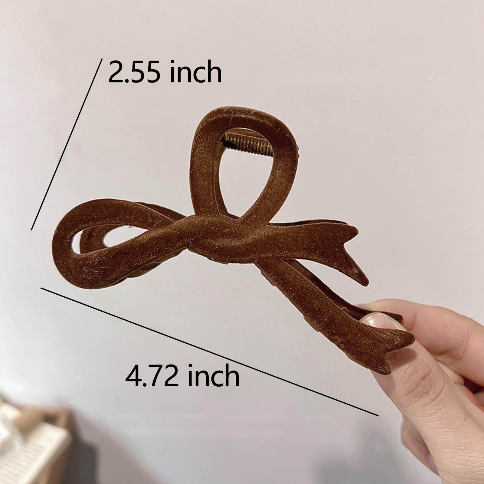 Brown Hair Claw Clips For Women Winter Hair Clips Bow Hair Barrettes Brown Velvet Hair Pins French Hair Claw Clip For Thick Thin