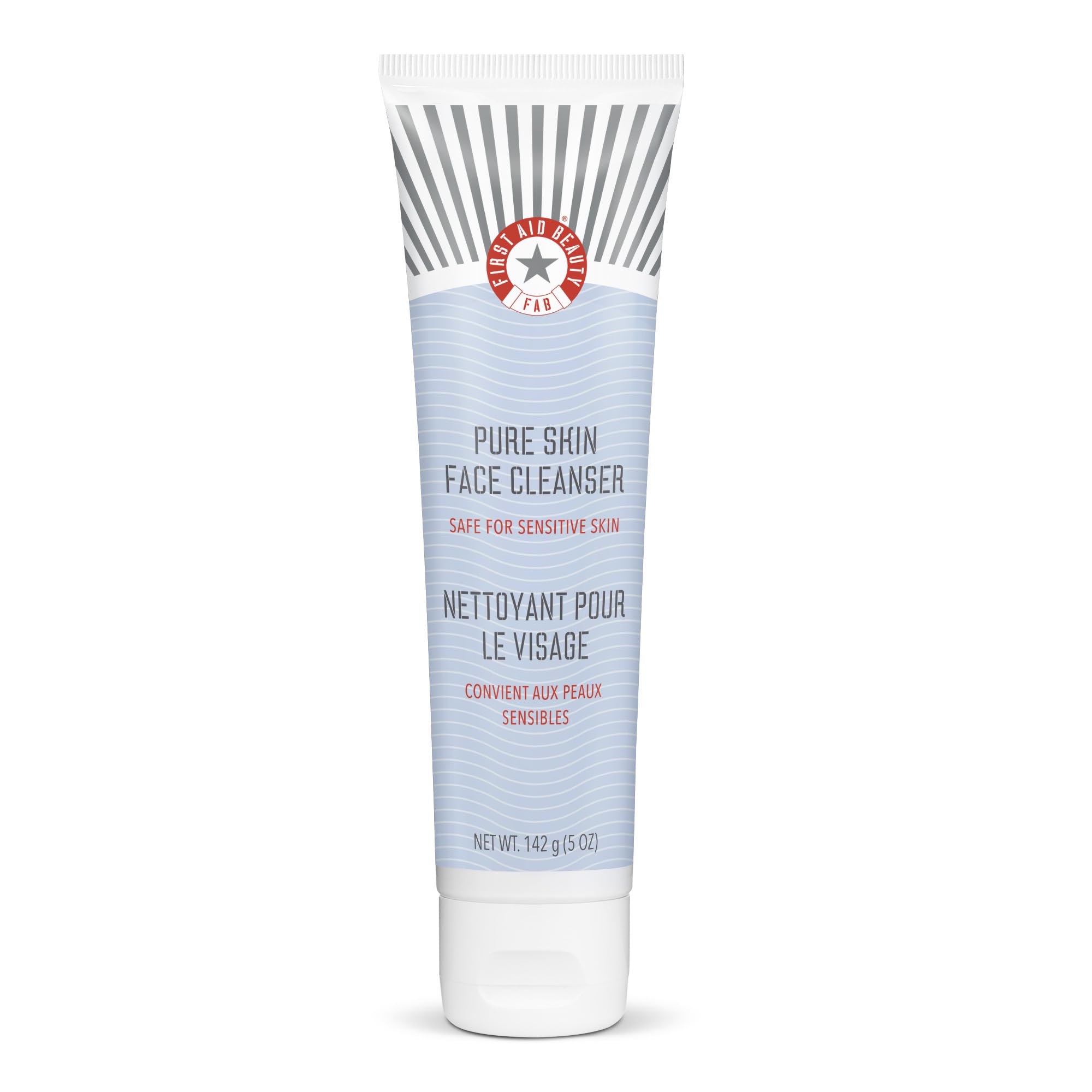 First Aid Beauty Pure Skin Face Cleanser, Sensitive Skin Cream Cleanser with Antioxidant Booster, 5 oz.