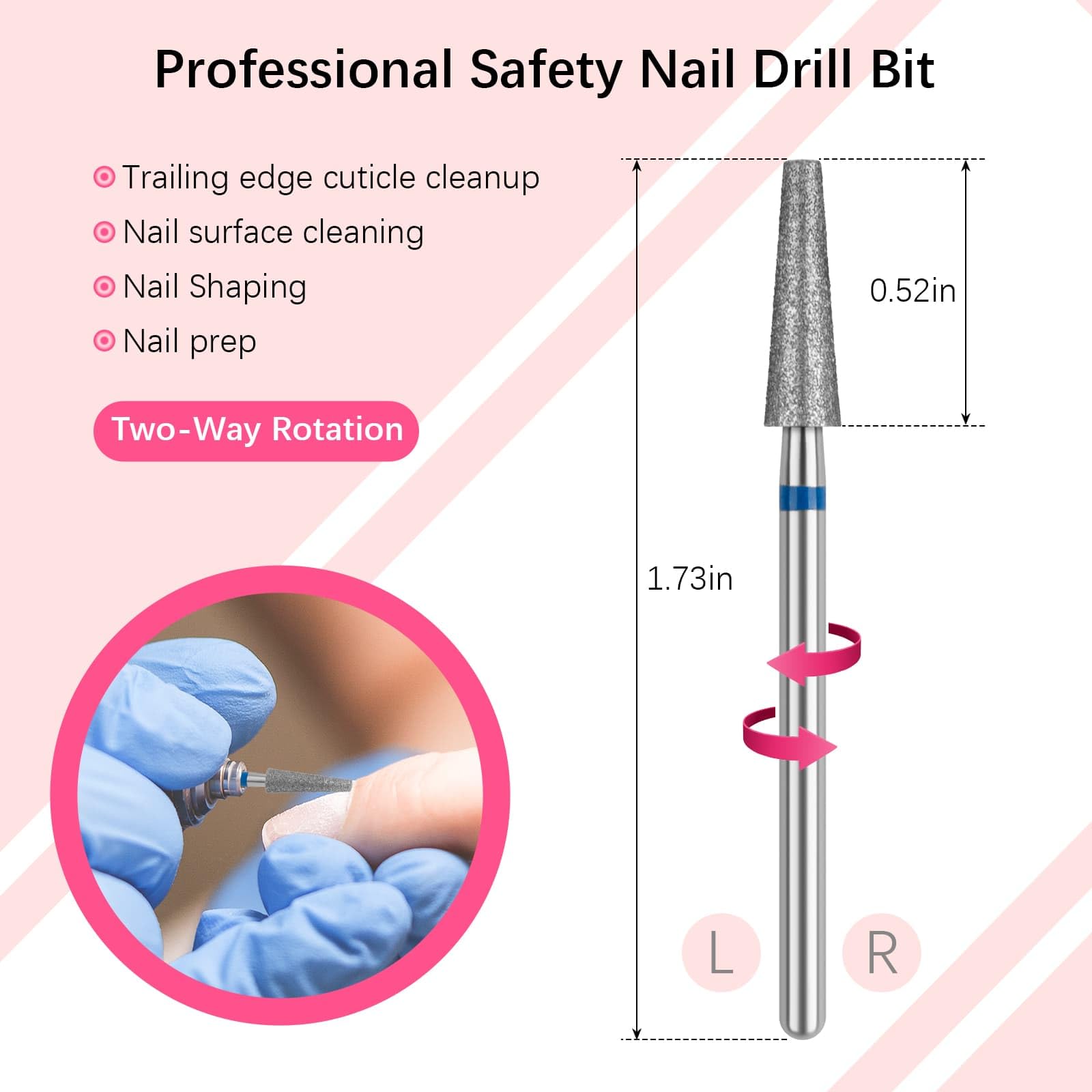 Rolybag Cuticle Nail Drill Bits Tapered Shape Cuticle Drill Bit For Nail Drill Bit 3/32    Professional Safety Cuticle Clean Dri