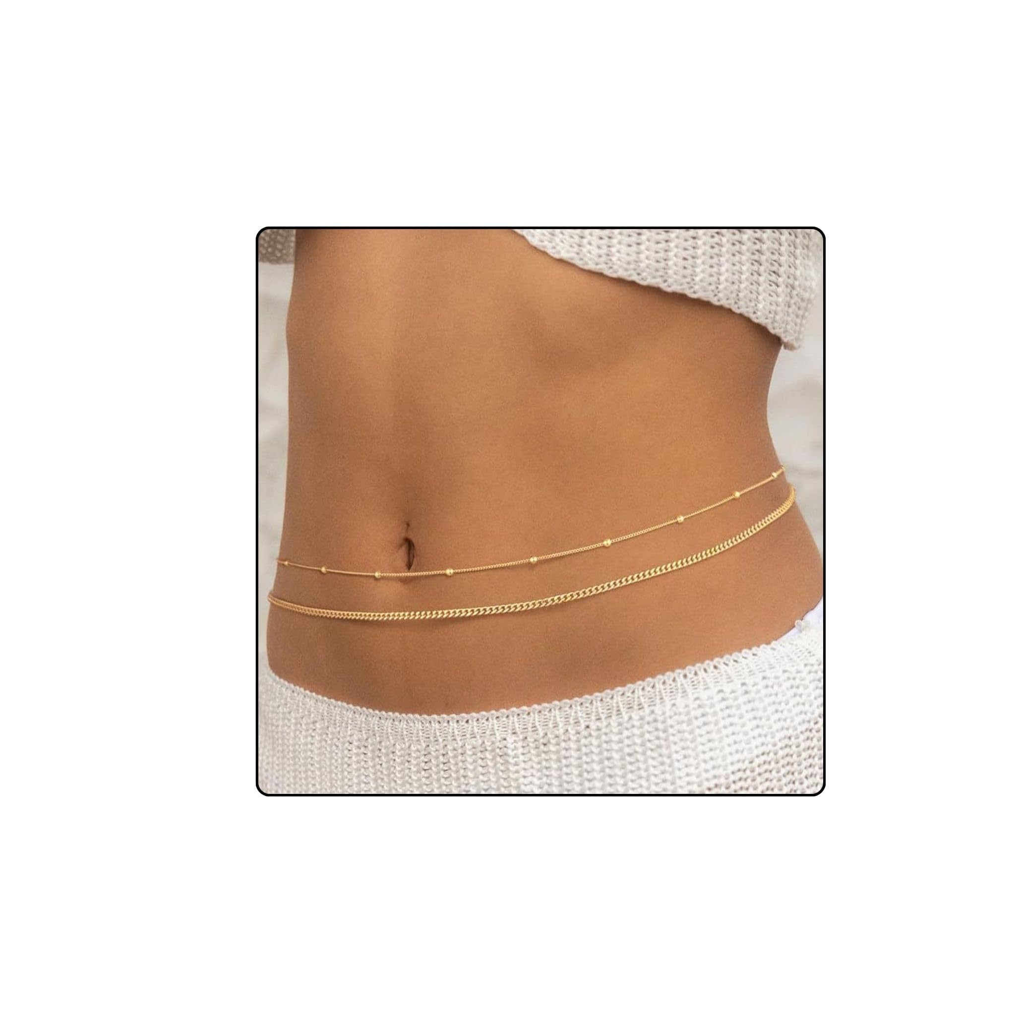 Fabme WomenS Waist Chain  Stylish Saree Gold Plated Belly Chain 2 Layered Body Hip Chain For The Waist Ladies Sexy Bikini Jewe