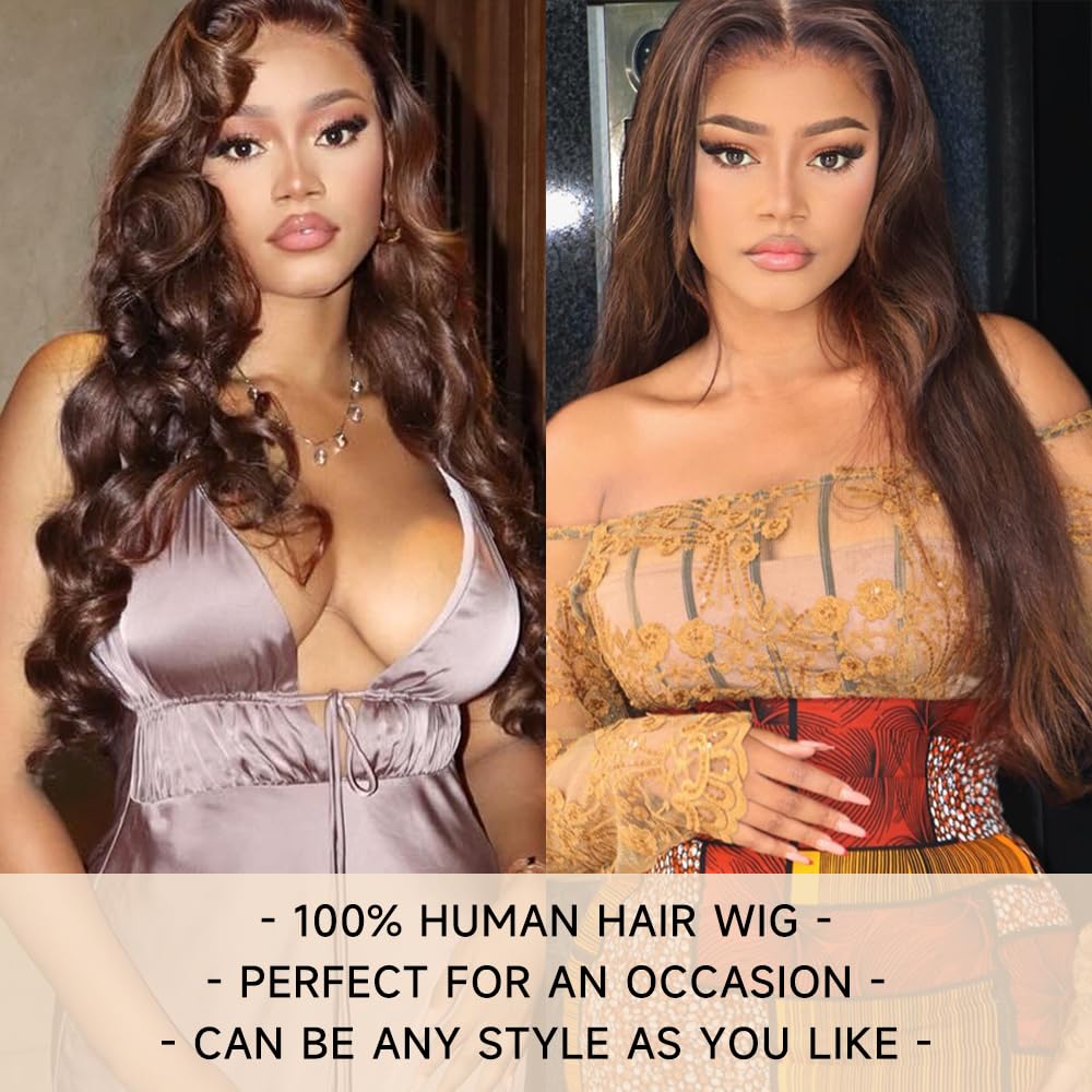 Chocolate Brown Lace Front Wig Human Hair 13X4 Hd Transparent Lace Chocolate Brown Wig Human Hair Pre Plucked With Baby Hair 180