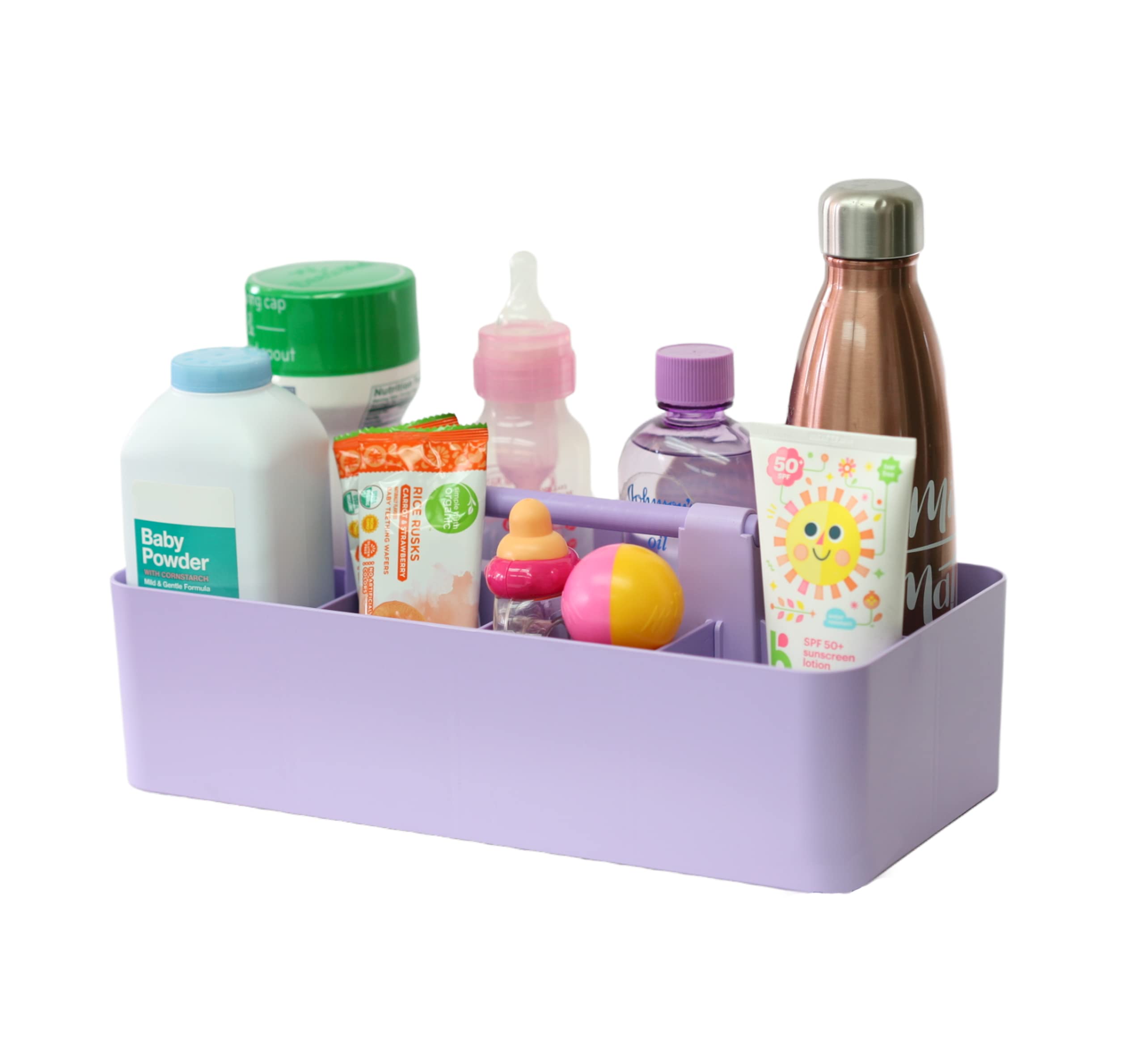 Enjoy Organizer Plastic Portable Makeup Caddy Tote Divided Basket Bin With Handle, For Bathroom Storage - Holds Blush Makeup Bru