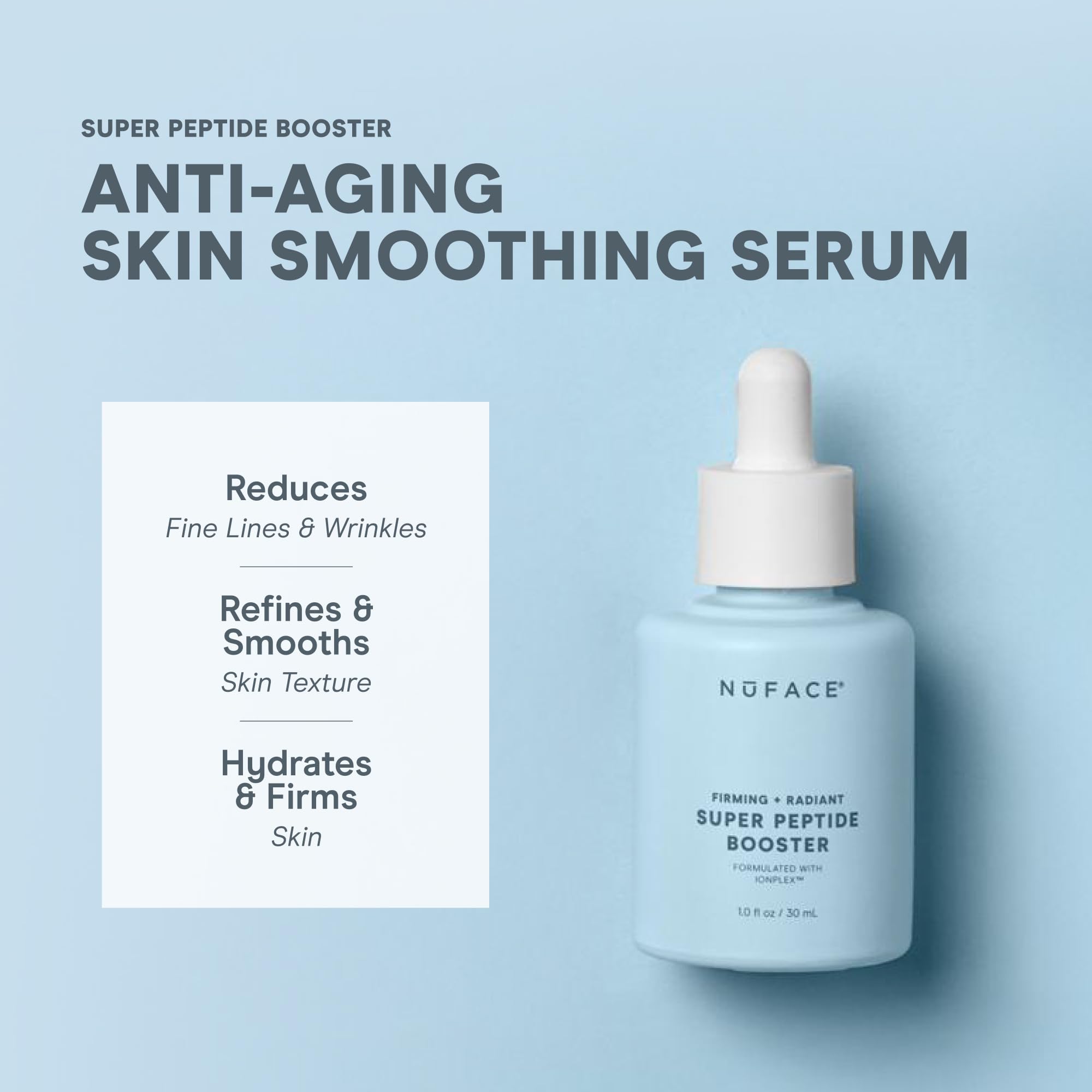 NuFACE Super Peptide Booster Face Serum - Skin Firming Peptide Serum for Fine Lines and Wrinkles - IonPlex Skin Care to Smooth,
