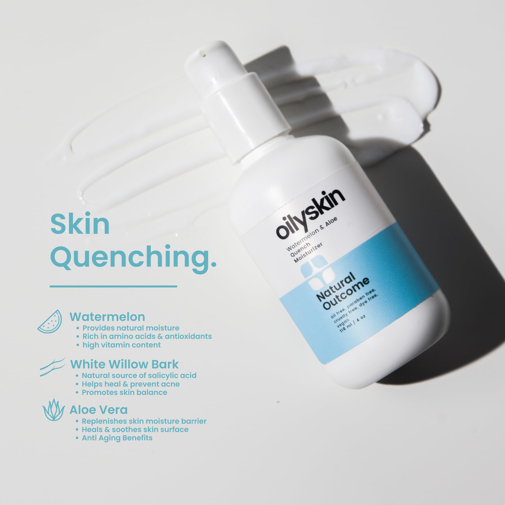 Natural Outcome Oily Skin Moisturizer | Oil Free Daily Facial Moisturizer Gel W/Hyaluronic Acid | Watermelon & Aloe Vera Hydrati