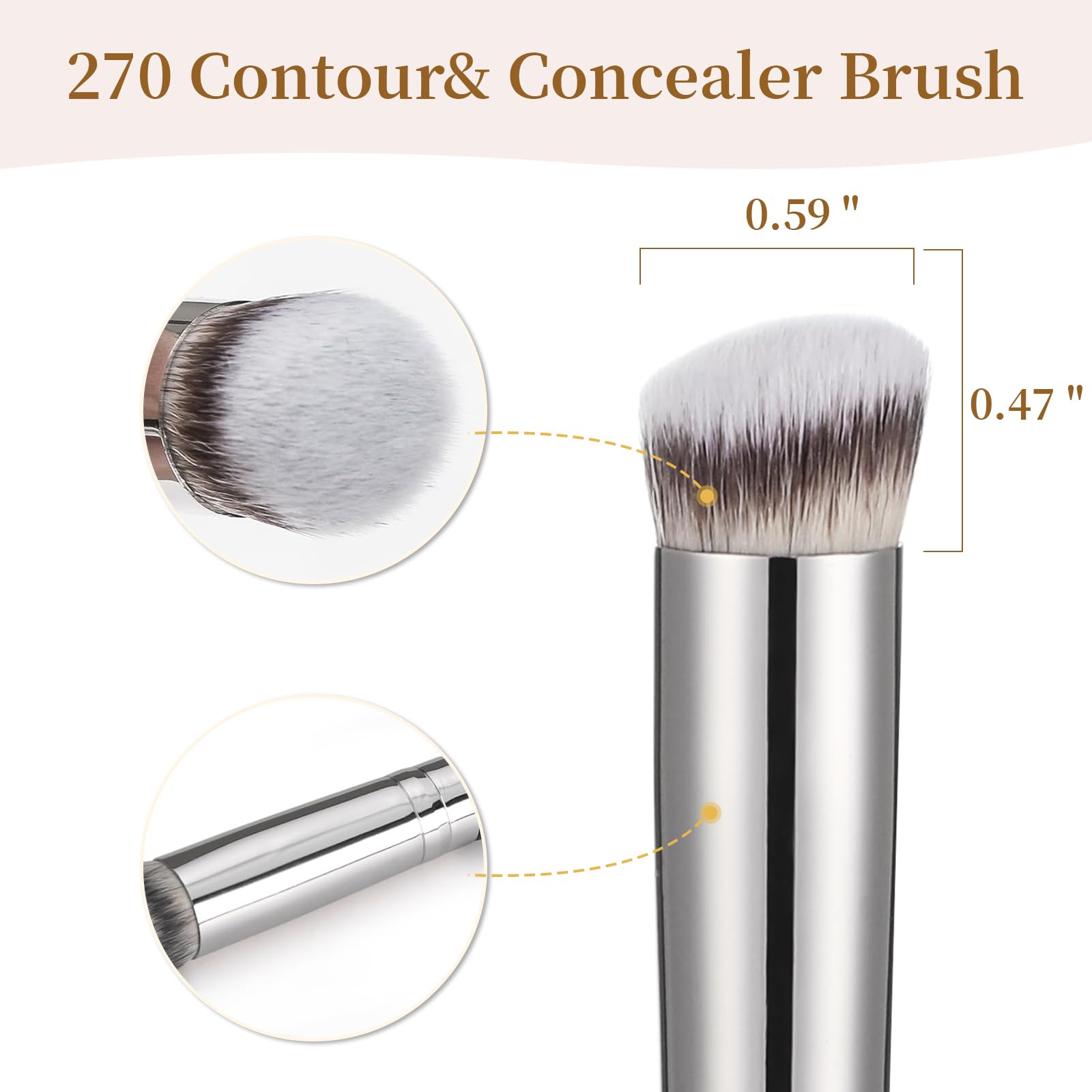 EVRCHGIEA Angled Flat Concealer Brush Set - 2pcs Dense Under Eye & Nose Contour Brushes for Liquid Foundation, Cream, & Powder Blending
