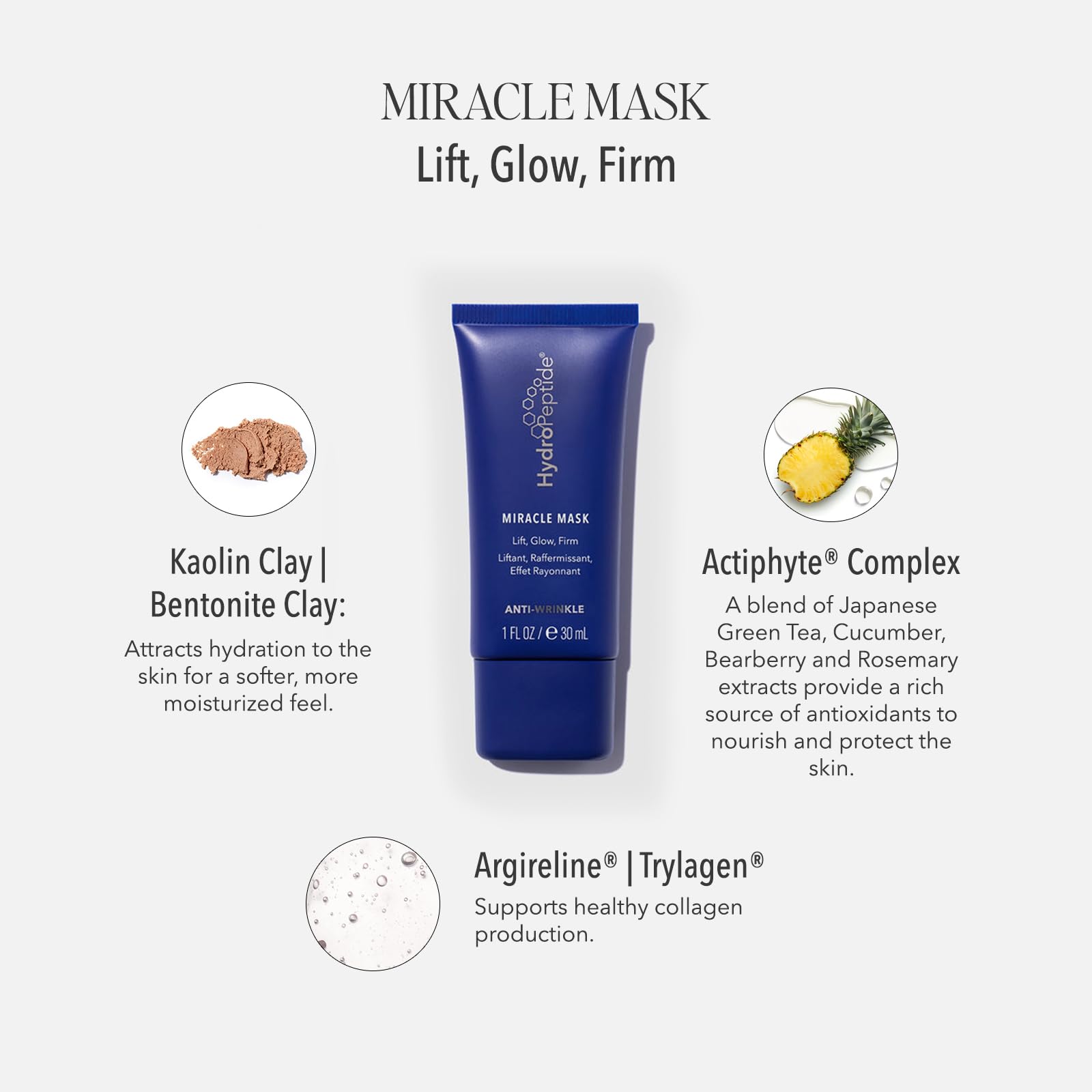 Hydropeptide Miracle Mask, Peptide Treatment To Lift, Glow & Firm, 0.5 Ounce