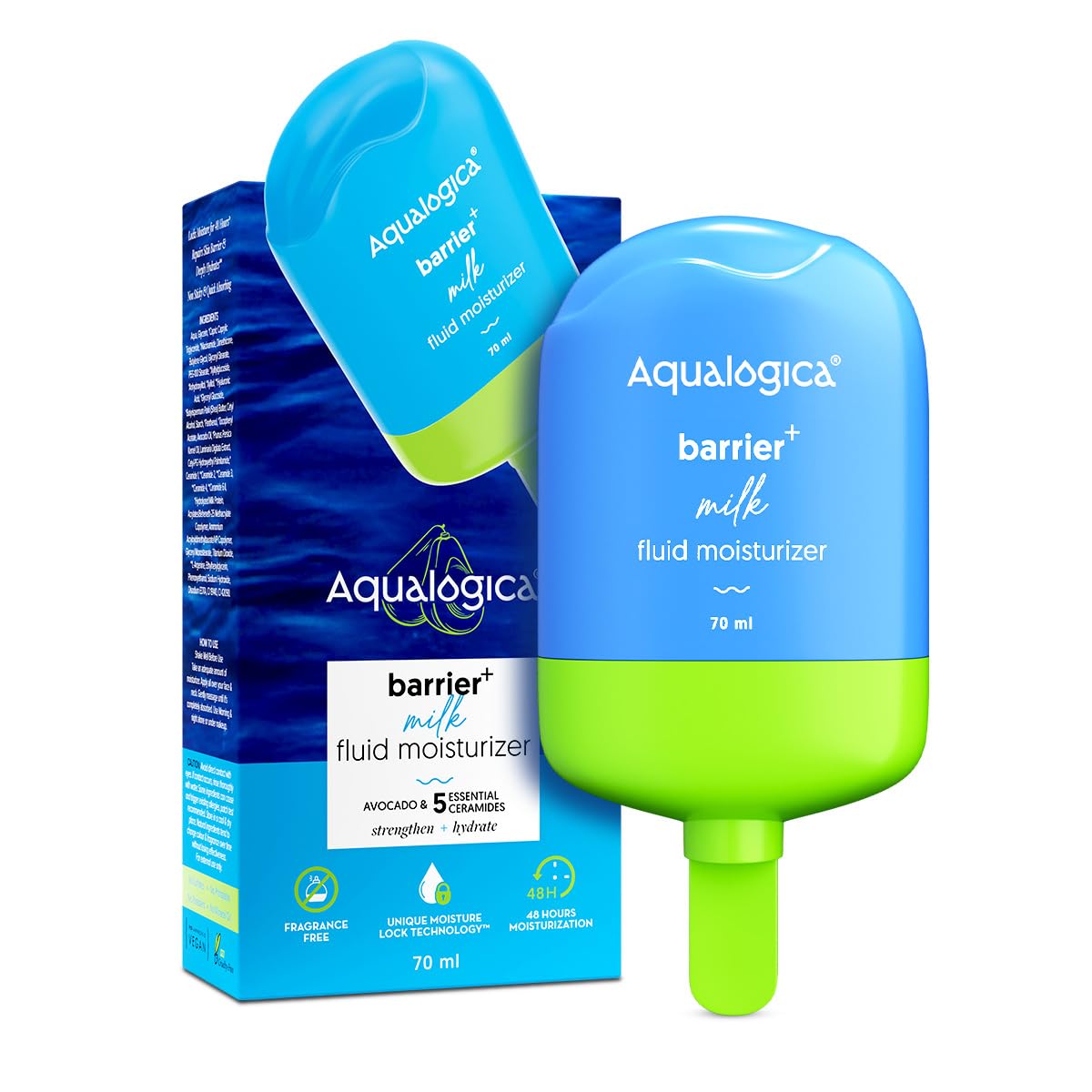 Aqualogica 5 Barrier+ Milk Fluid Moisturizer With Avocado & Ceramides|Lightweight Milk-Like Texture|Repairs & Strengthens Skin B