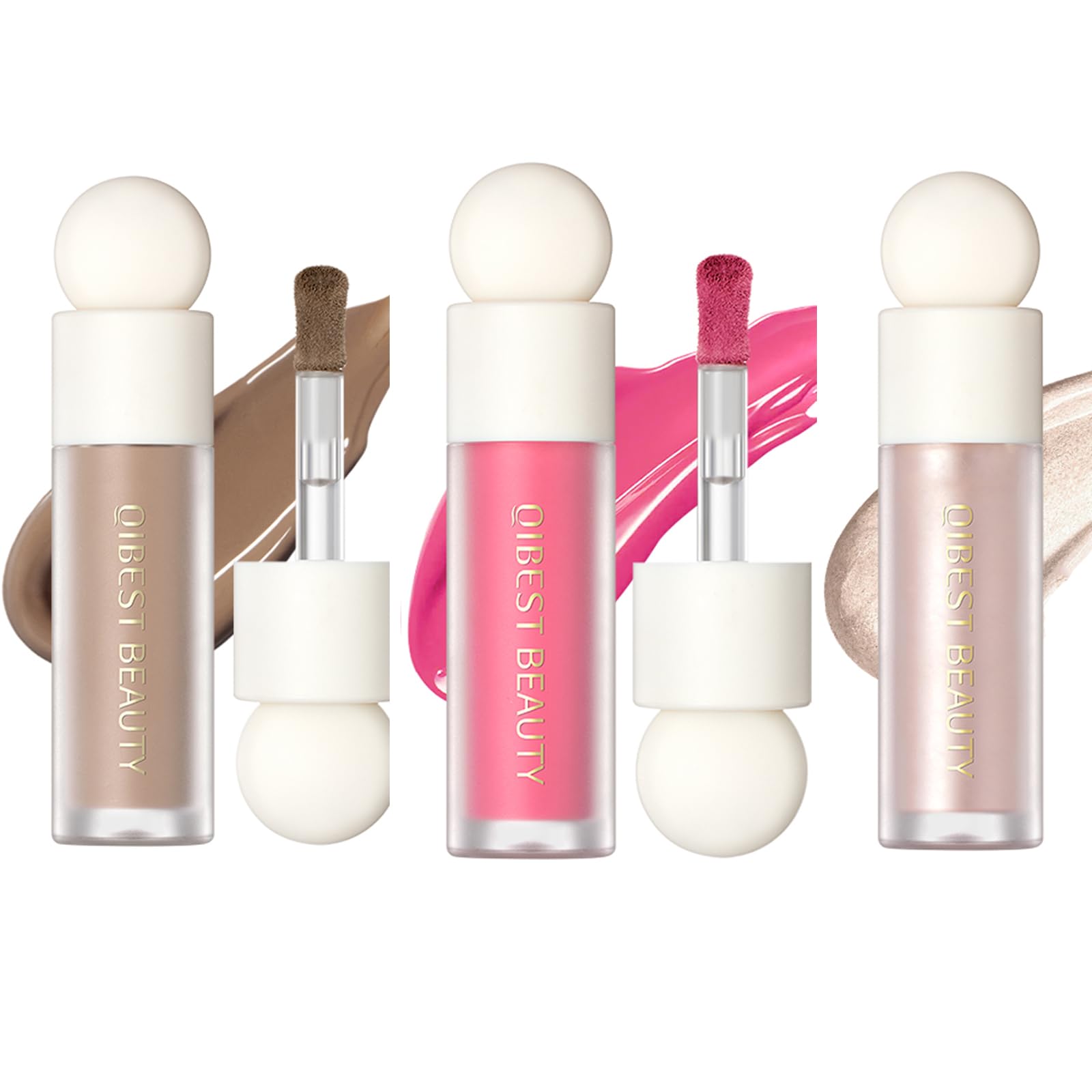 Meicoly Liquid Highlighter Luminizer,Soft Pinch Liquid Blush Dewy Cheek Tint,Matte Finish Liquid Contour,Highlight Bronzer Shapi