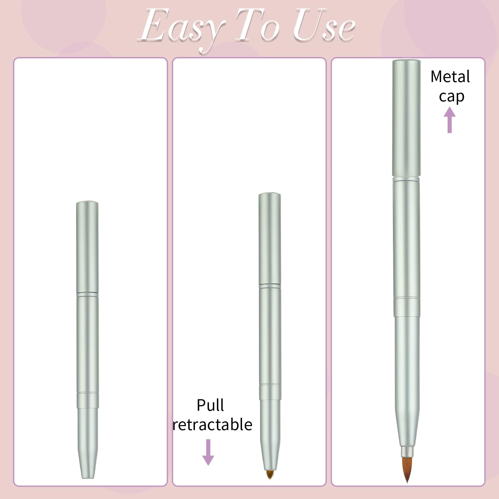 2 Pack Lip Brush For Lipstick Retractable With Cap, Double-Ended Lip Makeup Brushes Retractable Lip Gloss Lipstick Brush Applica