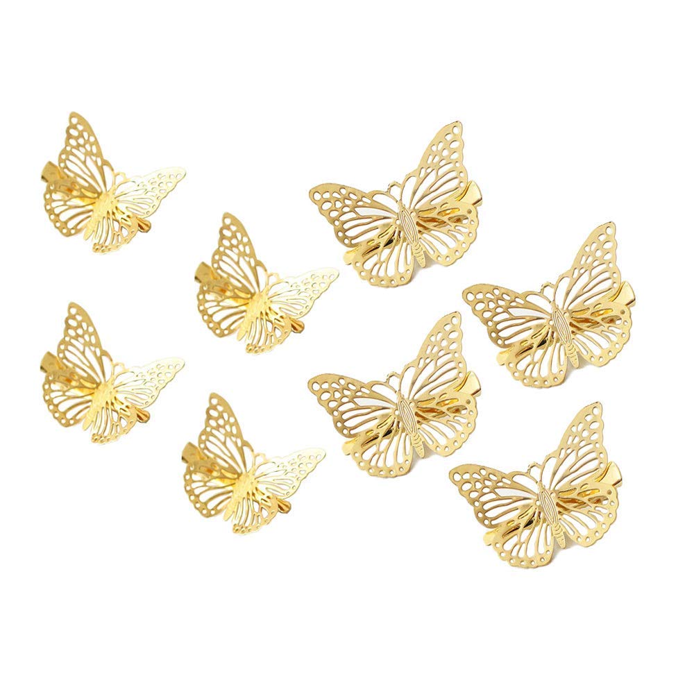 Obtanim Butterfly Hair Clips, 24 Pcs Cute Metal Butterfly Hair Claw Pins Barrettes Accessories For Girls And Women (Gold)