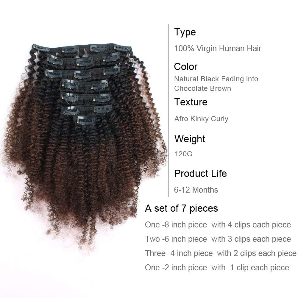 Abh Amazingbeauty Hair Afro Curly Clip In Hair Extensions Real Human Hair 4A 4B Curly Clip Ins For Black Women 120G 7 Pieces 17
