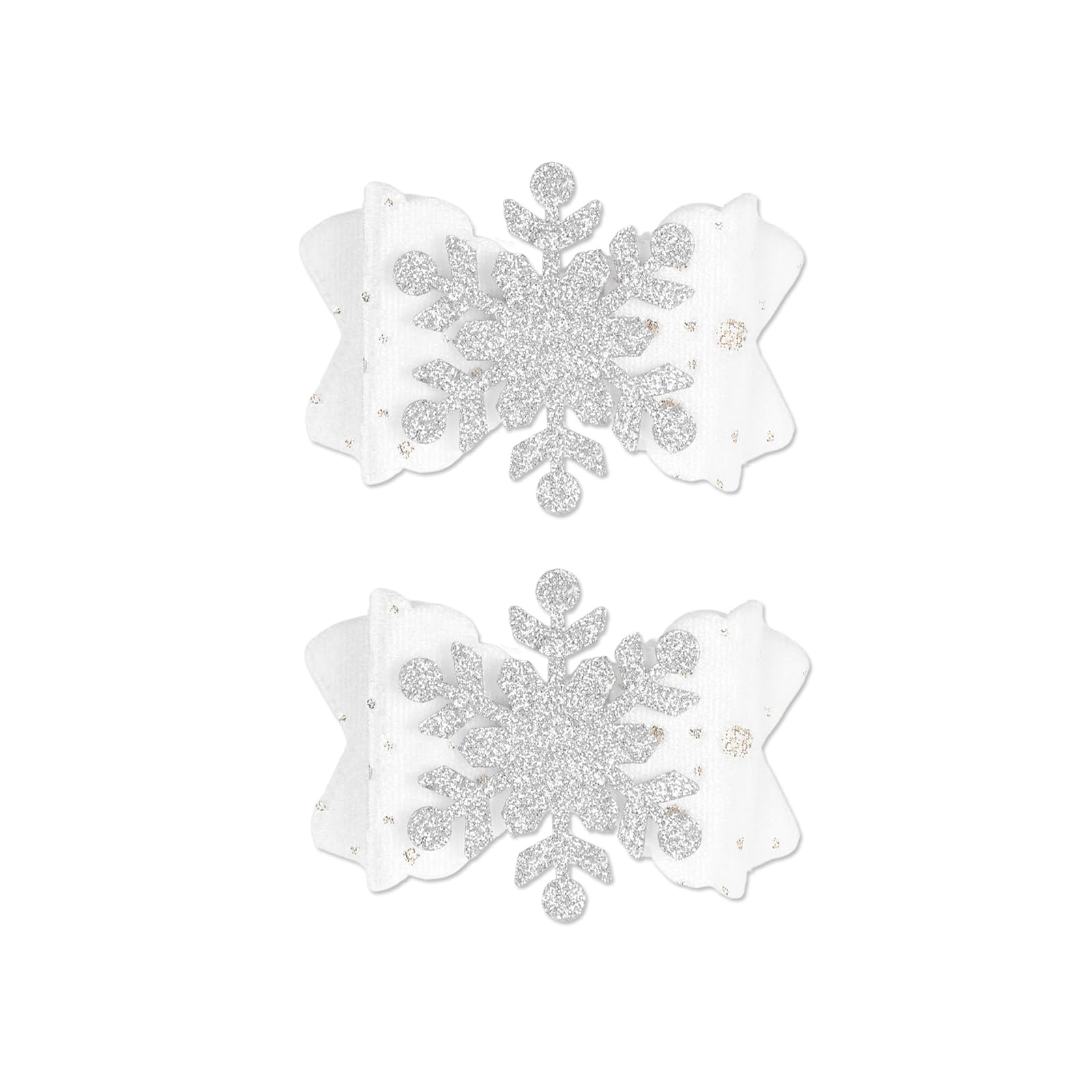 Christmas Hair Clip Christmas Hair Bows White Bows with Snowflake Design Headdress Christmas Cute Accessories Glitter Hairpin Gi