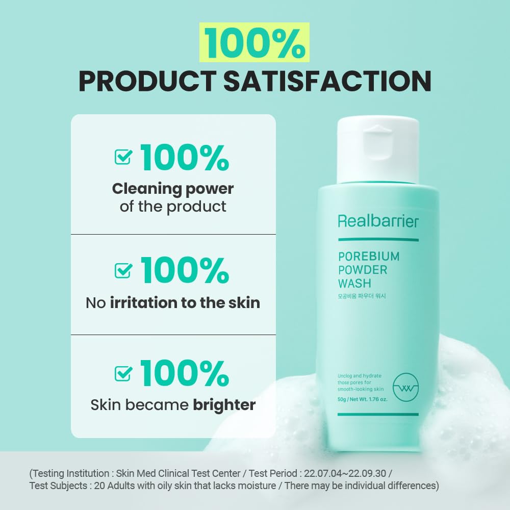 Real Barrier Porebium Powder Wash,50ml,1.76 Fl Oz, Micro-Powder Particles Facial Cleanser, Exfoliator for Sensitive Skin, Impuri