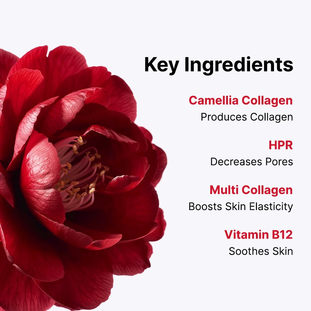Round Lab Camellia Collagen Mask Net Wt. 34 G/1.19 Fl Oz 4Ea, 30Min Hydrogel Mask, Quick Hydration, Firming&Pore Minimizing, For