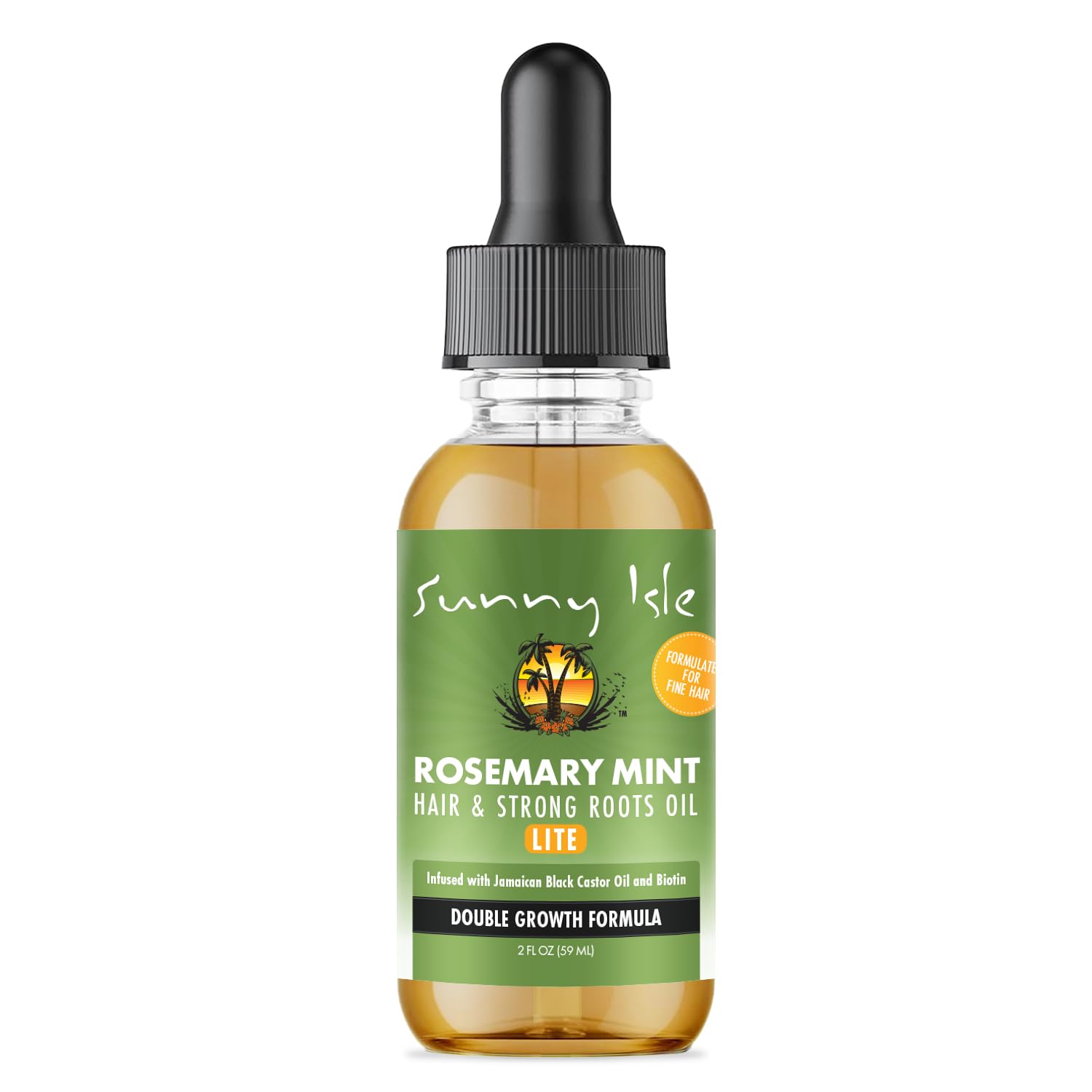 Sunny Isle Rosemary Mint Hair & Strong Roots Oil Lite 2 oz - Biotin, Jamaican Black Castor Oil