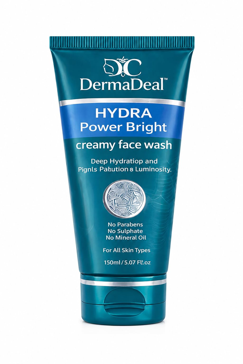 Dermadeal Hydra Power Bright Face Wash | Hyaluronic Acid Cleanser For Dry & Oily Skin | Hydrating & Brightening With Lactic Acid