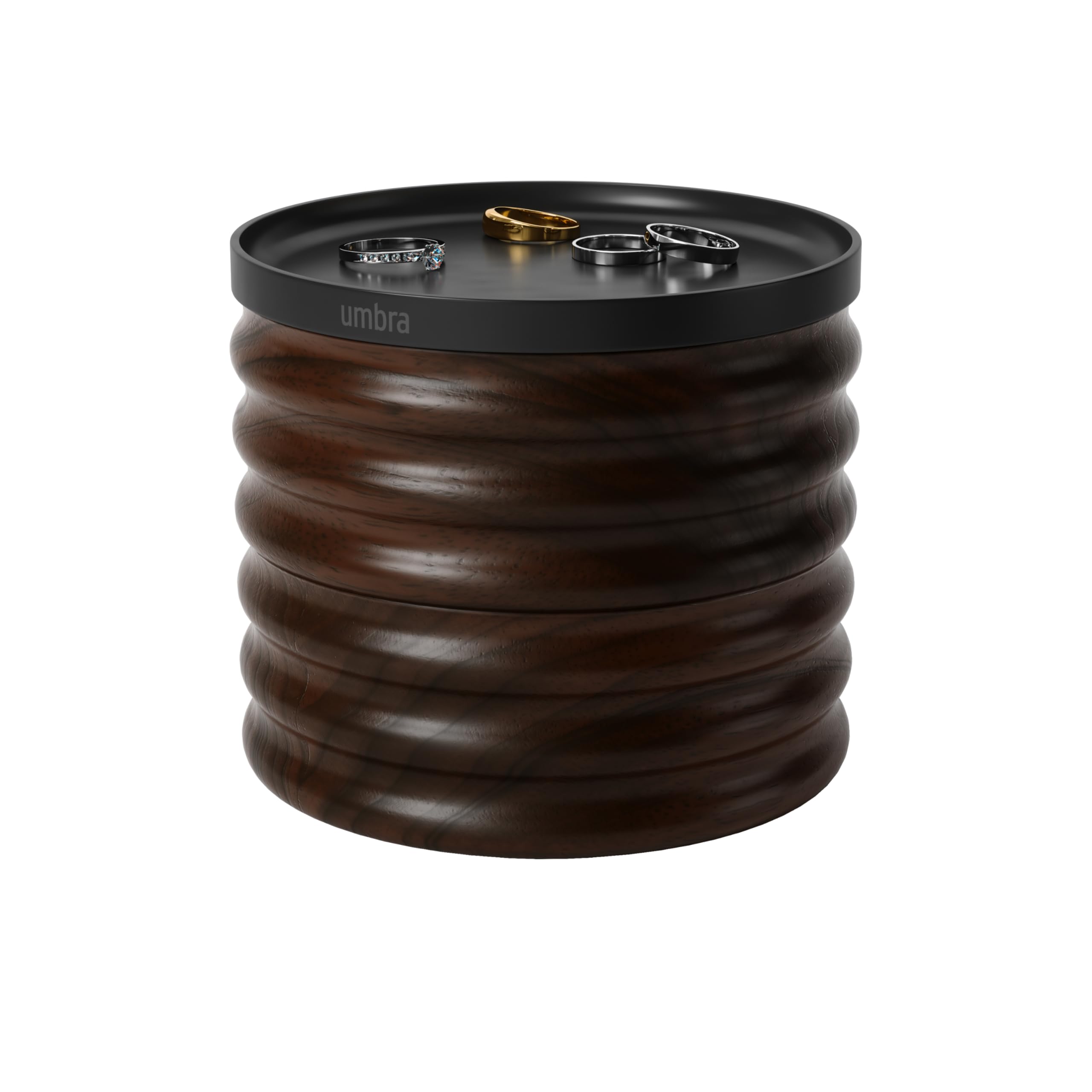 UMBRA Tesora Wood Jewelry Box, Black/Walnut