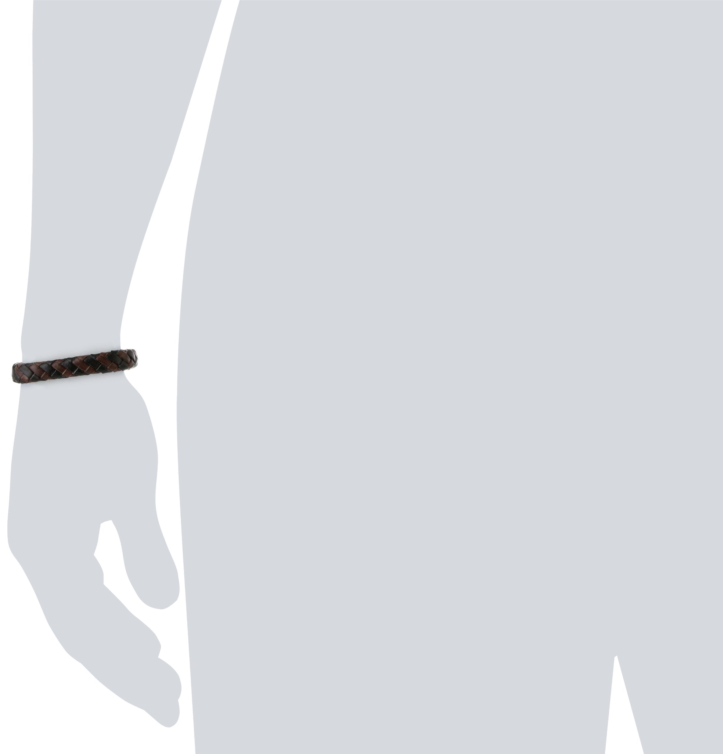 Fossil Men's Leather Braided Leather Bracelet, Color: Black/Brown (Model: JA5932716)