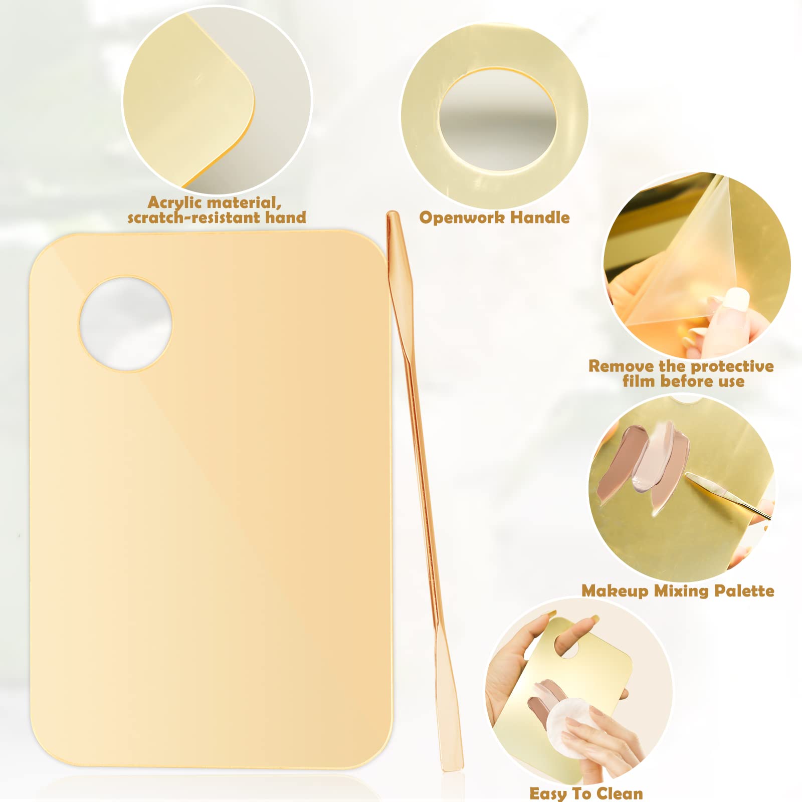 2Pcs Acrylic Makeup Mixing Palette with 2 Pcs Makeup Spatula, Foundation Mixing Tray Cosmetic Palette Mixer Makeup Palette for F