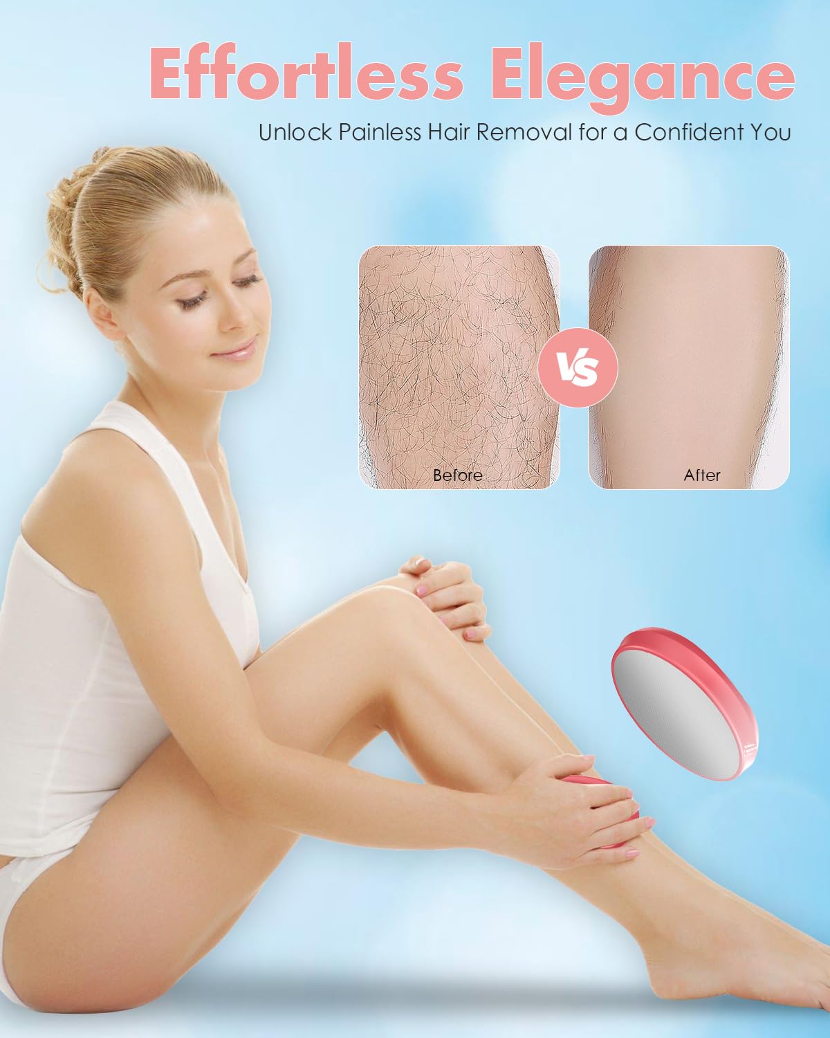 Crystal Hair Eraser for Women and Men, Reusable Crystal Hair Remover - Portable Magic Hair Removal Device - Painless Solution fo