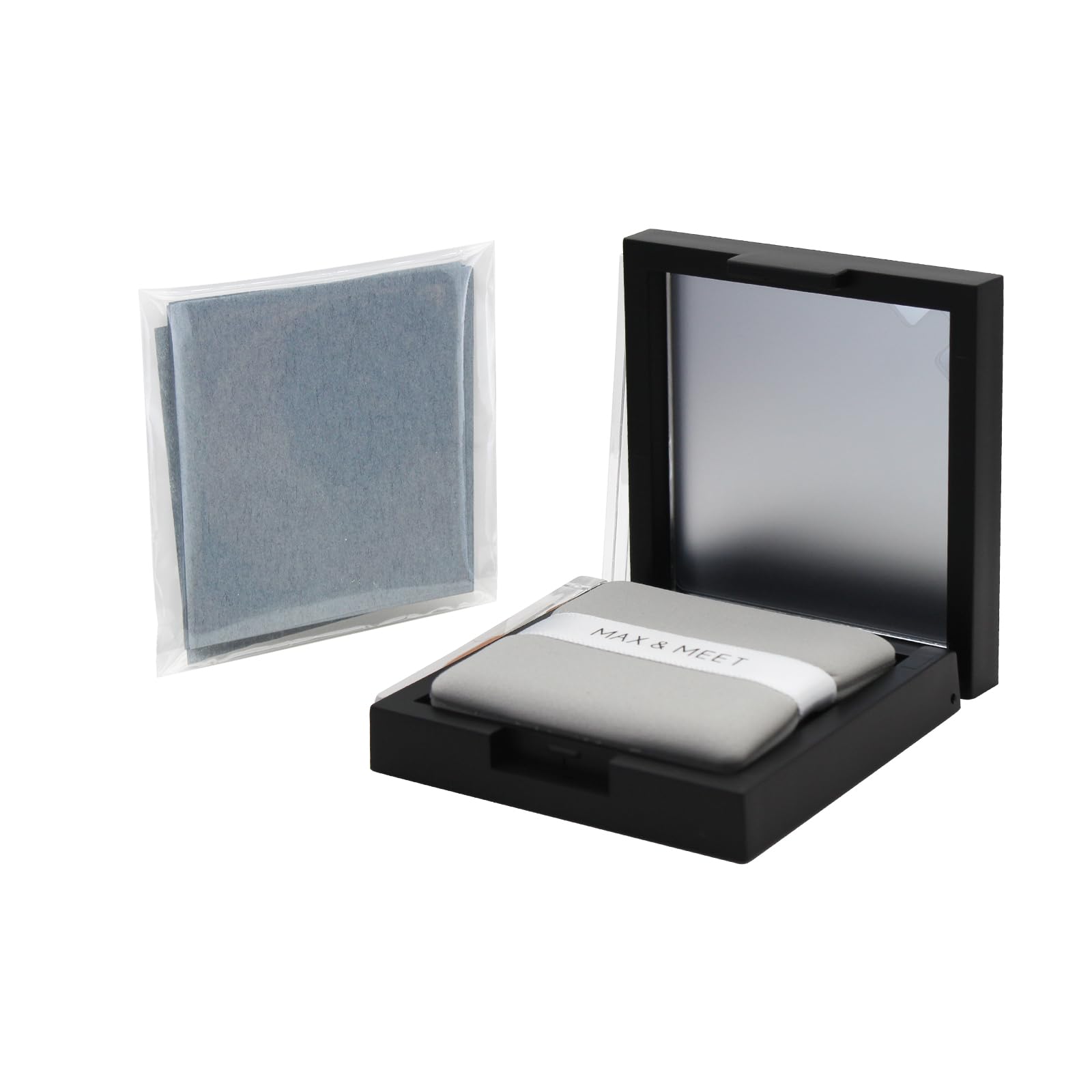 LuckyOpt 200 Face Oil Blotting Sheets with Mirror Travel Box& Puff, Linen Fiber Gentle Oil Control Film Not Destroy Base Makeup 