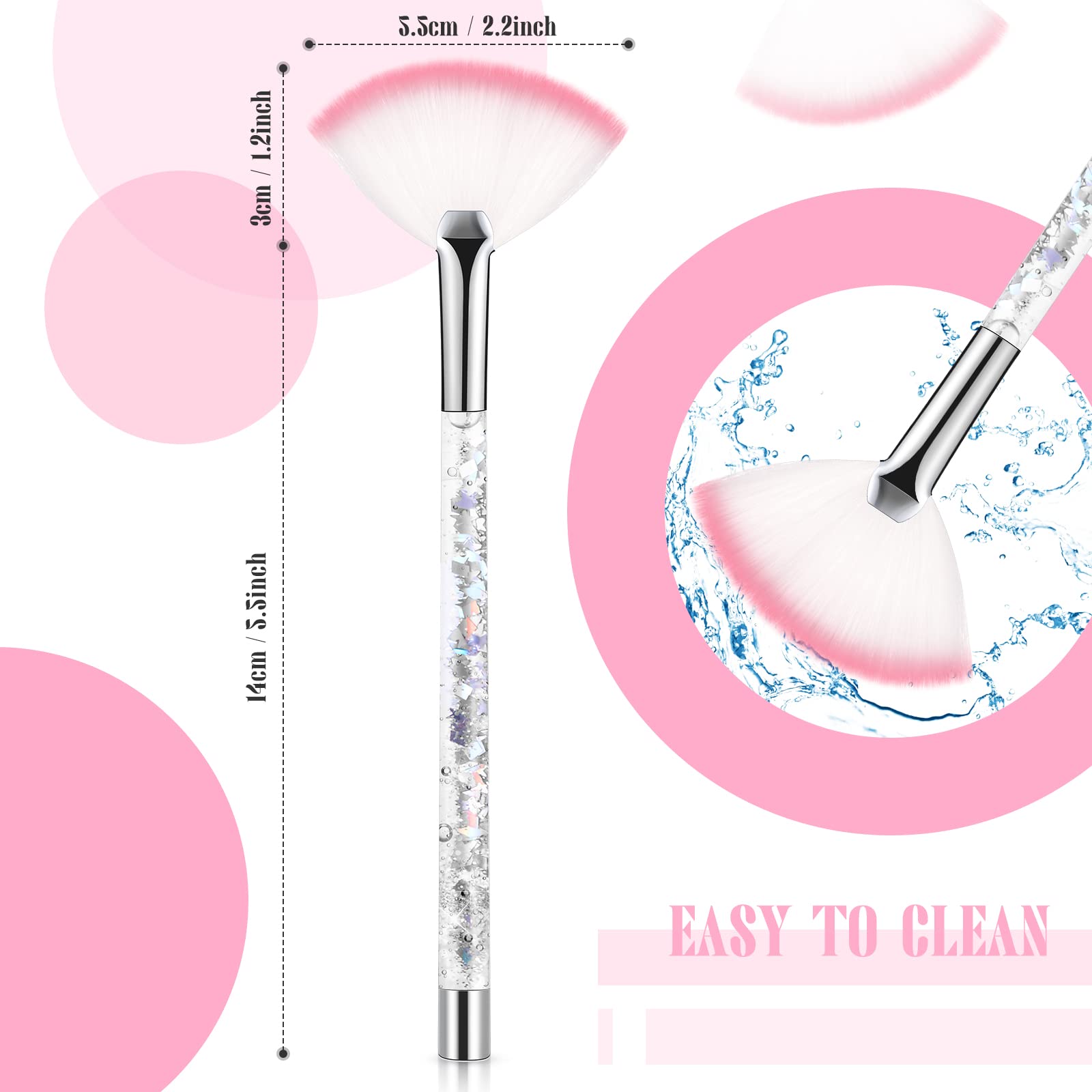 12 Pcs Fan Brushes for Facial Mask Brushes with Glitter Quicksand Handle Cosmetic Facial Fan Brushes Soft Facial Mask Brush Appl