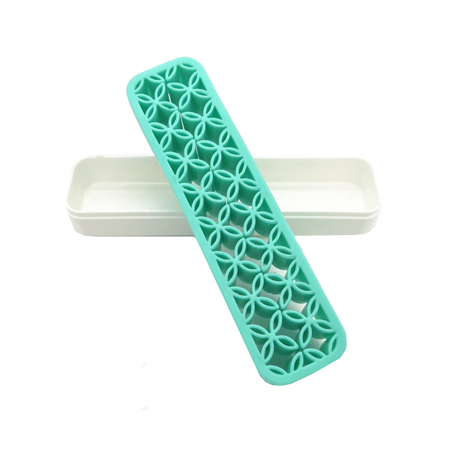 TANG SONG 2 PCS Rectangle Silicone Make up Brush Holder Cosmetic Storage Box Desktop Organizers (Green)
