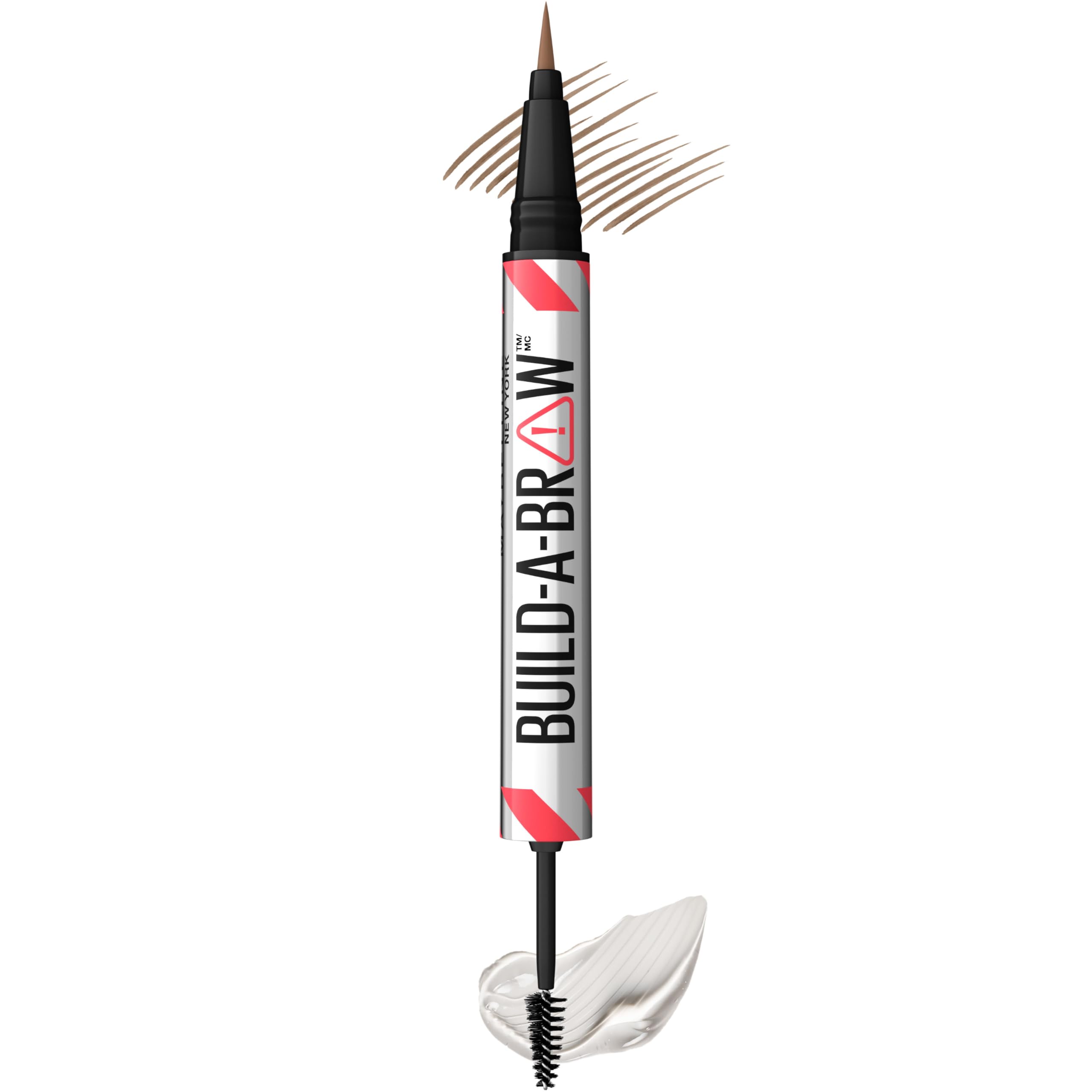 Maybelline Build-A-Brow 2-in-1 Brow Pen and Sealing Brow Gel, Eyebrow Makeup for Real-Looking, Fuller Eyebrows, Soft Brown, 1 Co