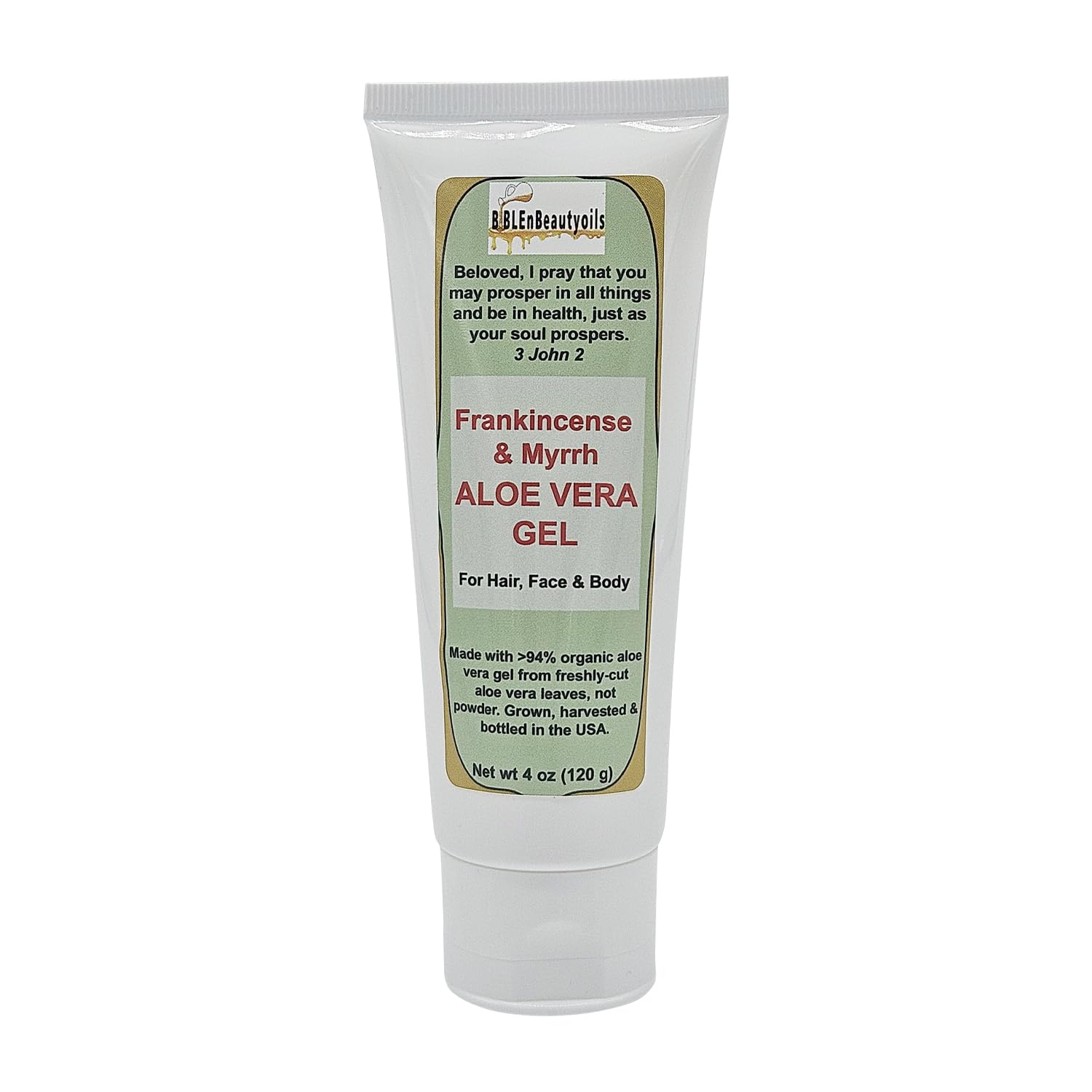 BIBLE N Beautyoils Frankincense and Myrrh Aloe Vera Gel for Hair, Face, and Body, Made with 94% Organic Aloe Vera Gel, Face Mois