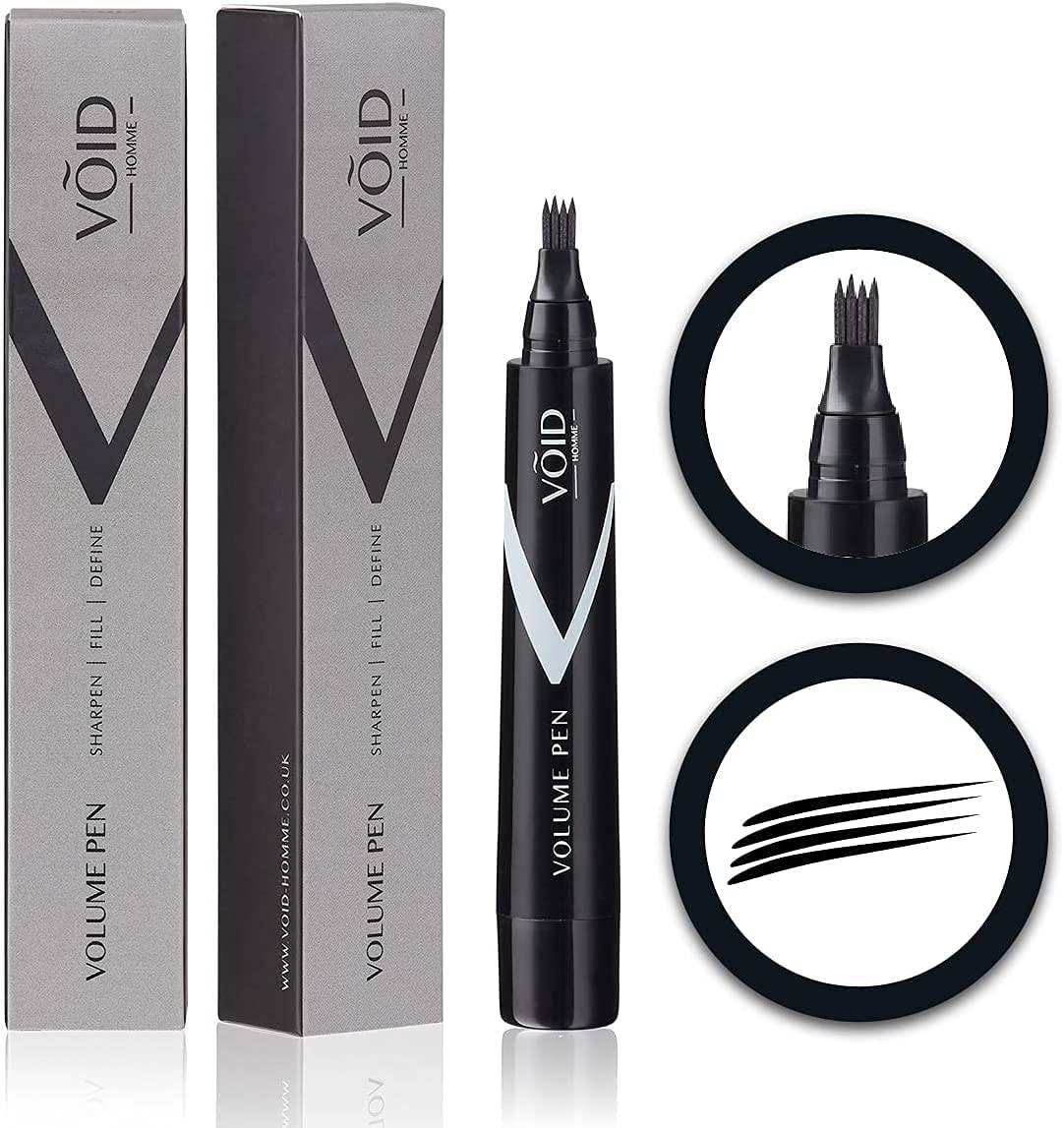 Void Homme Beard Filler And Shaping Kit For Men (Black): Waterproof Pencil, Marker, And Liner For Natural-Looking Beard Filling