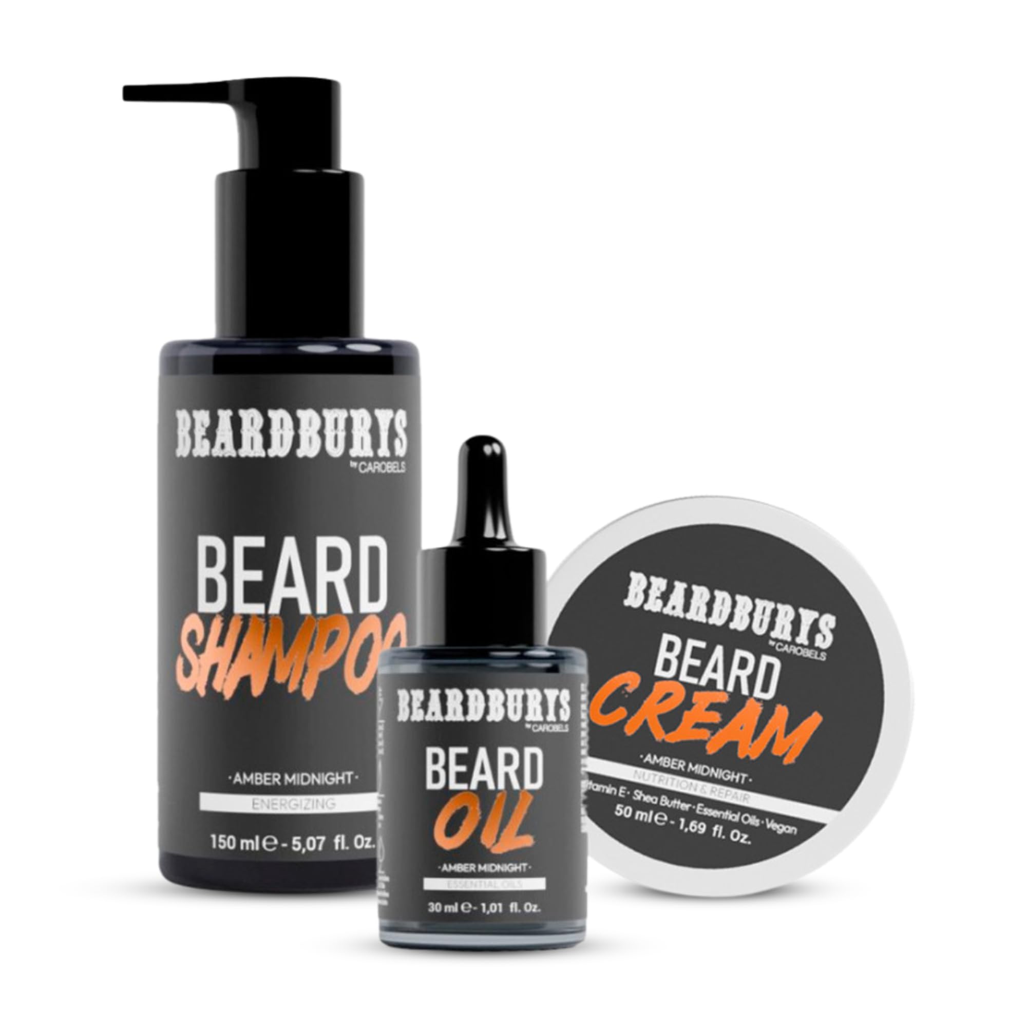 Beardburys Beard Grooming Kit for Men, Shampoo, Oil and Cream Care Set Gift