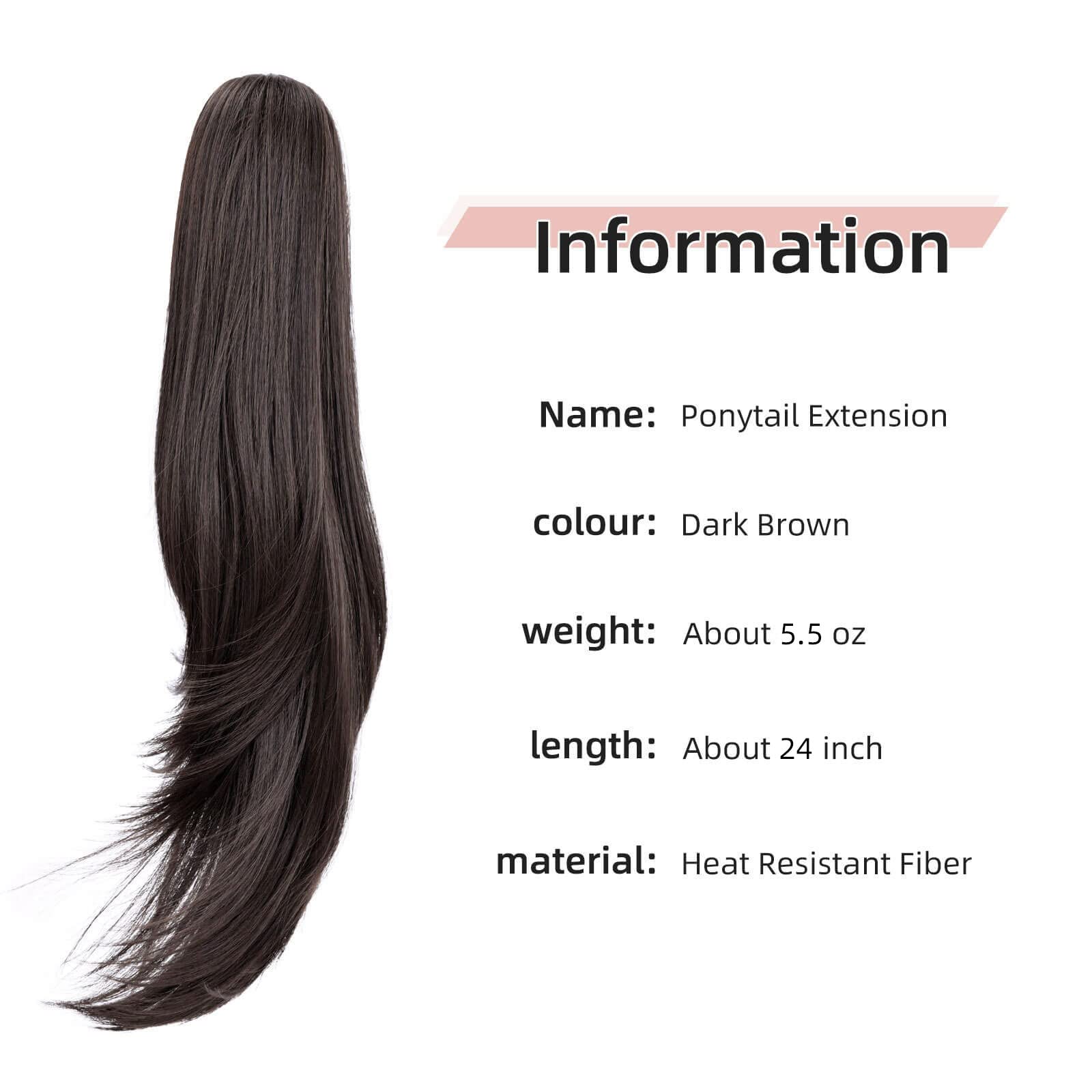 Heweicsy Ponytail Extension,Black Hair Extension Ponytail 22'' Long Claw Hair Extension Synthetic Wavy Straight Ponytail Clip In