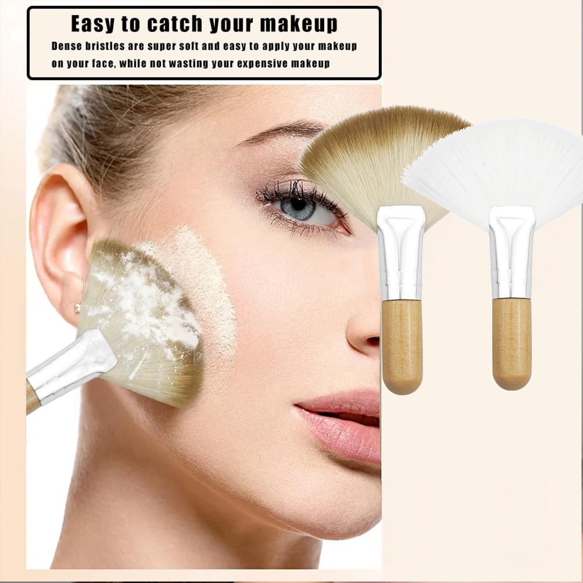 4 Pack Fan Brushes For Women Face Soft Bristle Highlighting Brush Facial Applicator Brushes With Handle Face Makeup Tools (Style