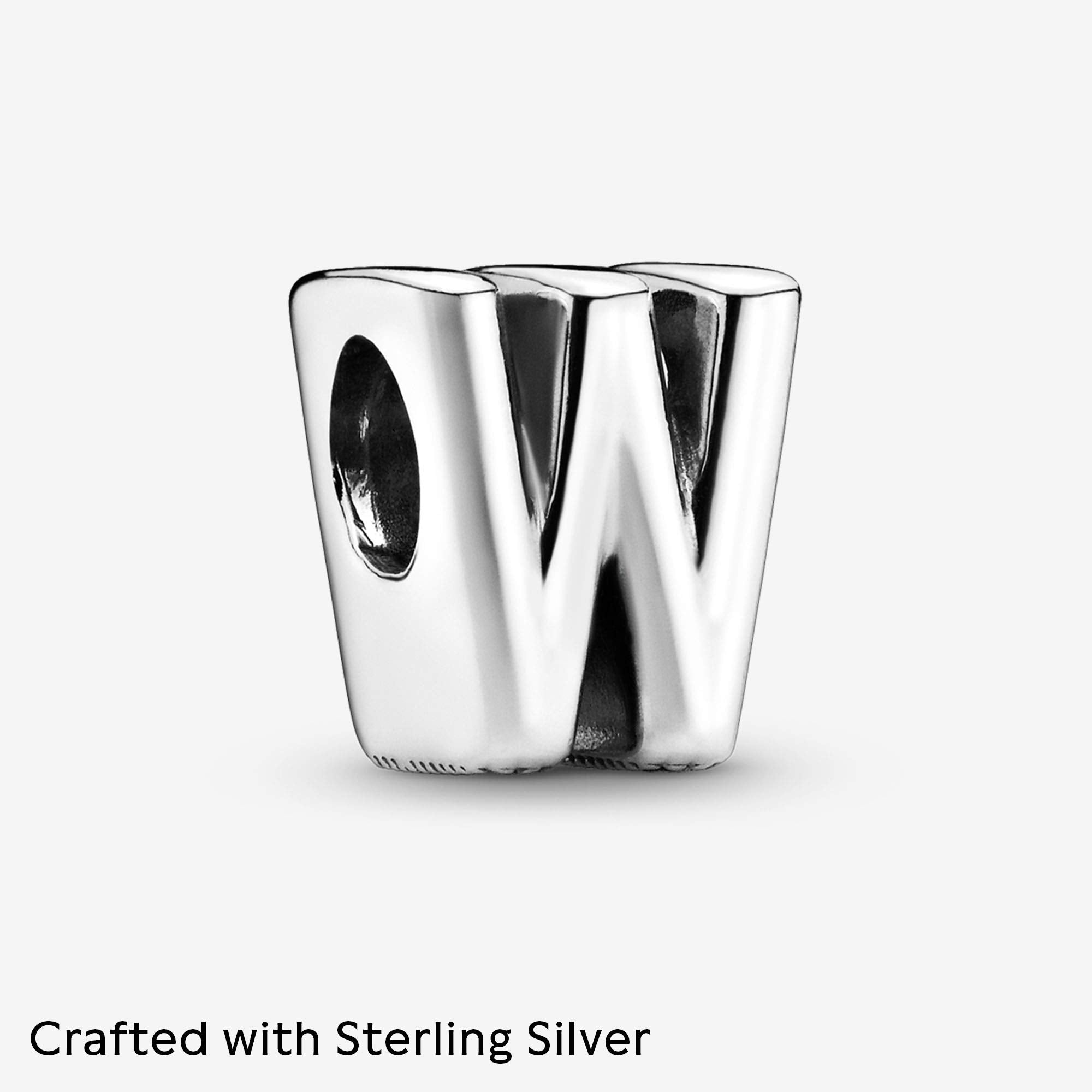 Pandora Letter W Alphabet Charm - Compatible Moments Bracelets - Jewelry for Women - Gift for Women in Your Life - Made with Ste
