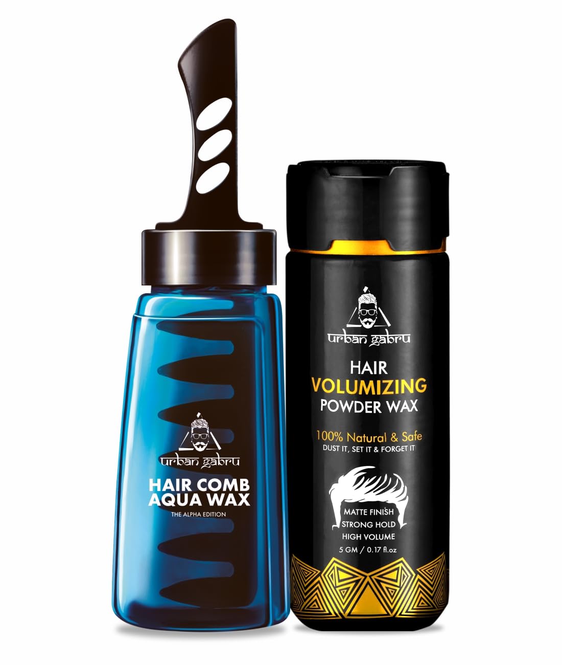 Urbangabru Hair Volumizing Powder Wax (5 Gm) + Hair Comb Aqua Wax  The Alpha Edition  MenS Grooming Combo Kit