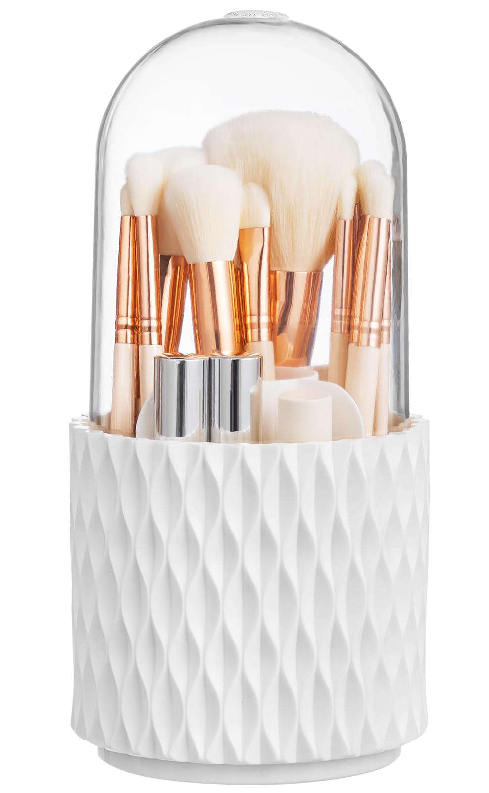 Hblife Makeup Brush Holder With Lid 360 Rotating Makeup Brush Organizer With Cover Cosmetic Organizer Dustproof Makeup Brushes C