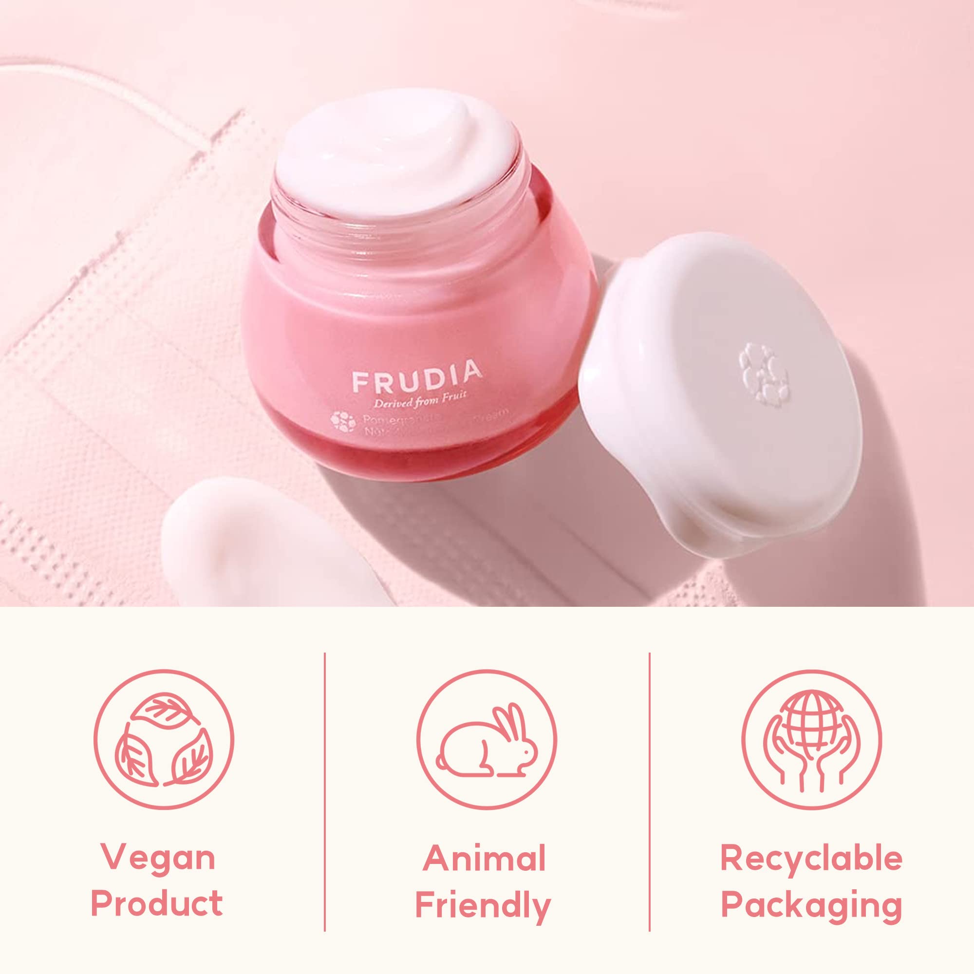 FRUDIA Pomegranate Nutri-Moisturizing Face Cream, 63% Pomegranate Extract, Vegan Collagen, 1.94 fl oz, Cream