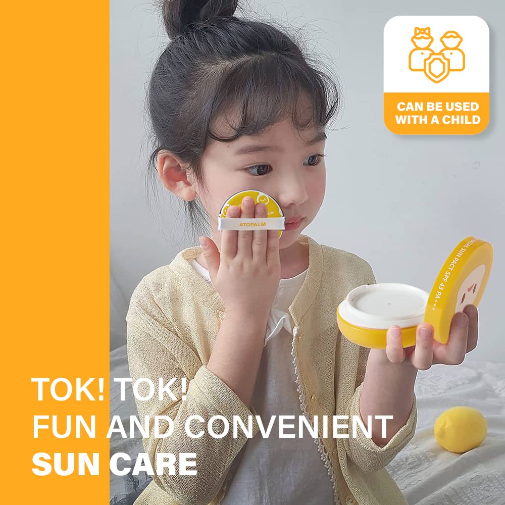 Atopalm Tok Facial Sun Pact 15G Spf43 Pa+++| Zinc Sunscreen For Sensitive Skin | Dry Moisturizing Protection Korean Mineral Crea