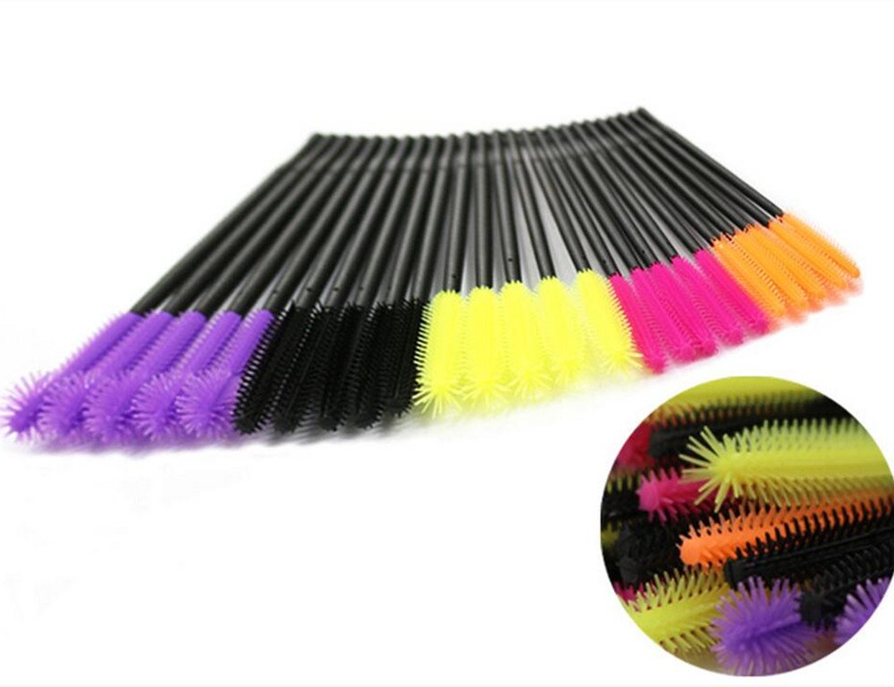 Coshine 100pcs Pro Disposable Silicone Mascara Eyeliner Wands Applicator Eyeliner Lip Liner Brushes Makekup Tools (silicone masc