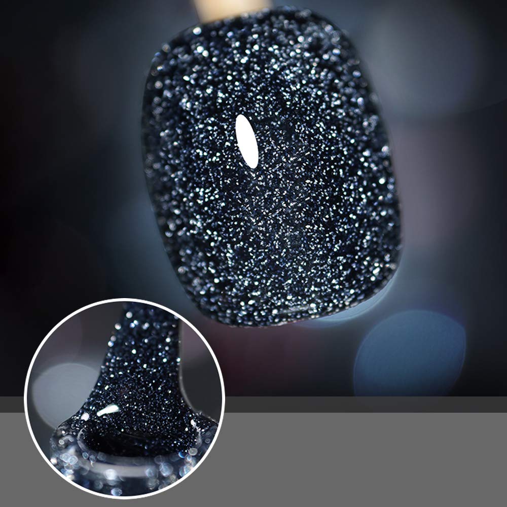 MIZHSE Diamond Gel Nail Polish, Reflective Glitter Gel Polish Set, Sparkly Shiny Gel Nail Art Varnish Manicure Kit, Soak Off LED