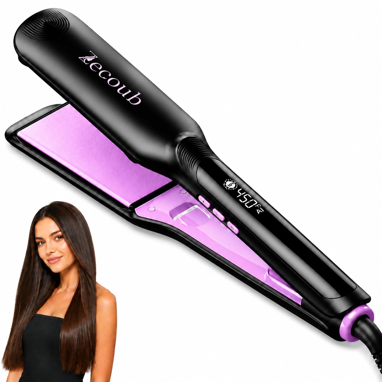 1.75 Wide Plate Hair Straightener for Thick Hair, Ionic Ceramic Flat Iron