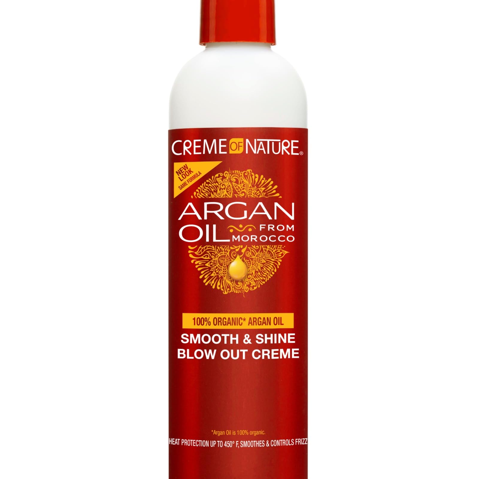 Creme of Nature Argan Oil Smooth & Shine Blow Out Creme, Heat Protectant up to 450F, Frizz Control, Lightweight Styling Cream wi
